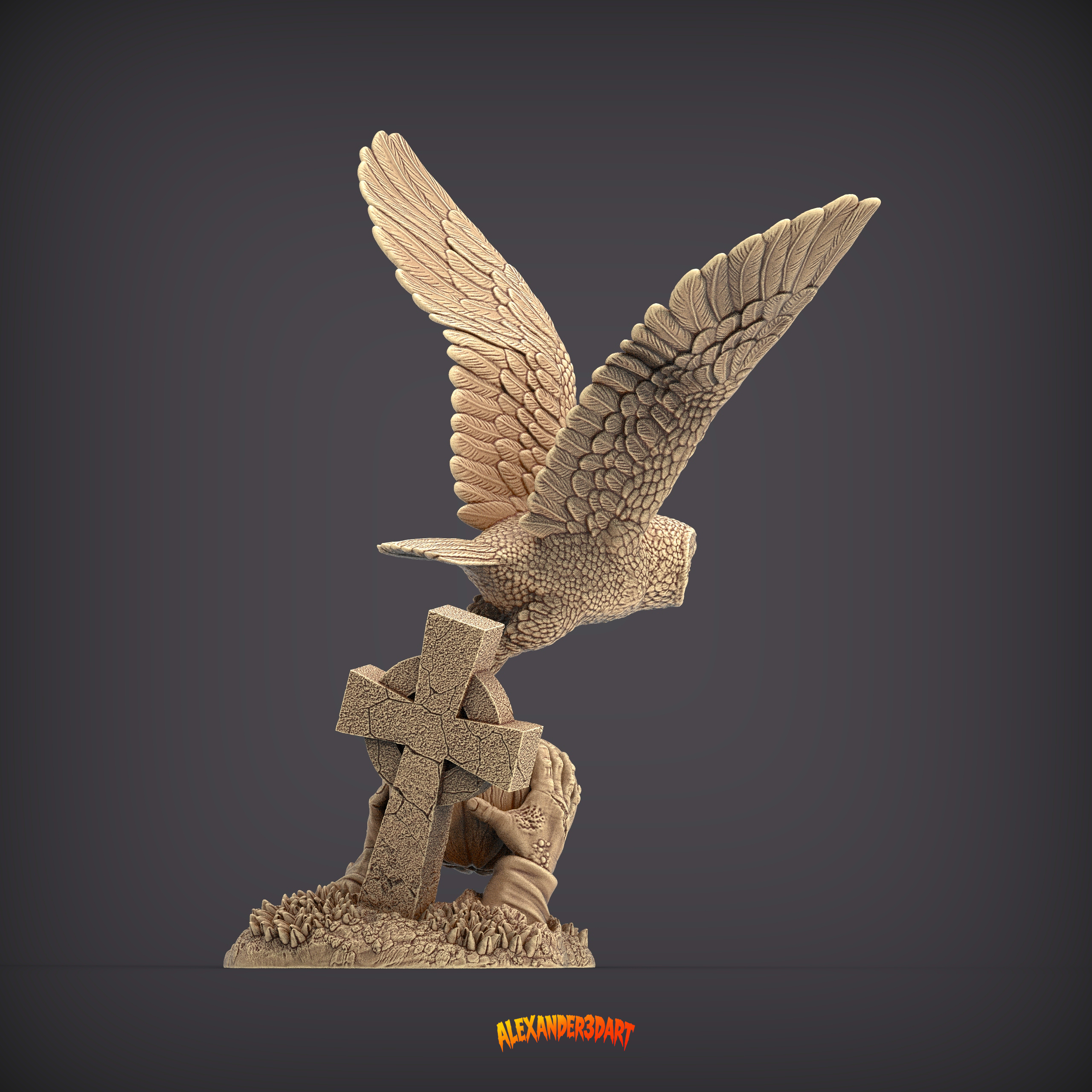 Halloween Owl Stealing a Pumpkin Lantern 3D Print Model 3D Model