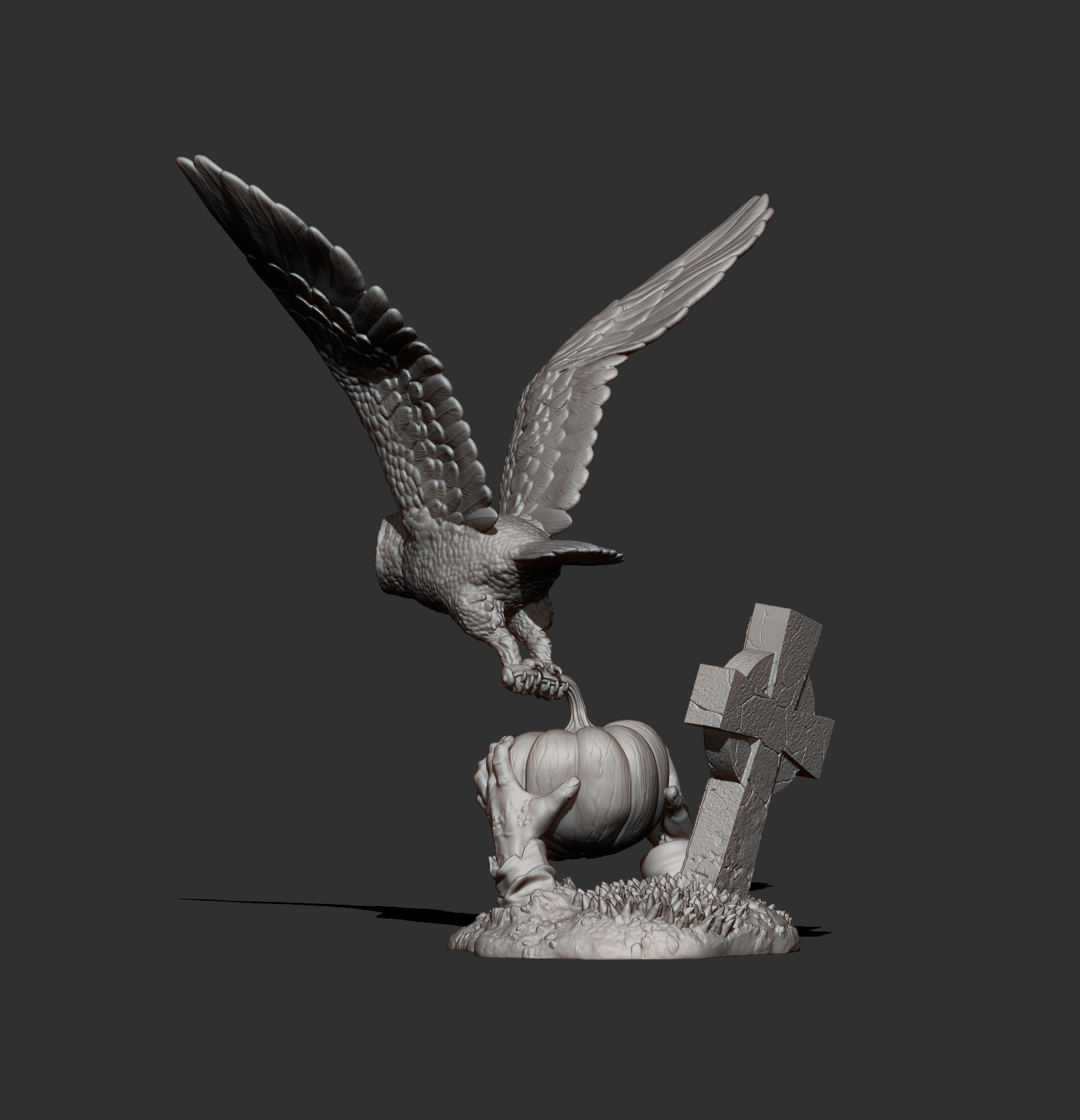 Halloween Owl Stealing a Pumpkin Lantern 3D Print Model 3D Model