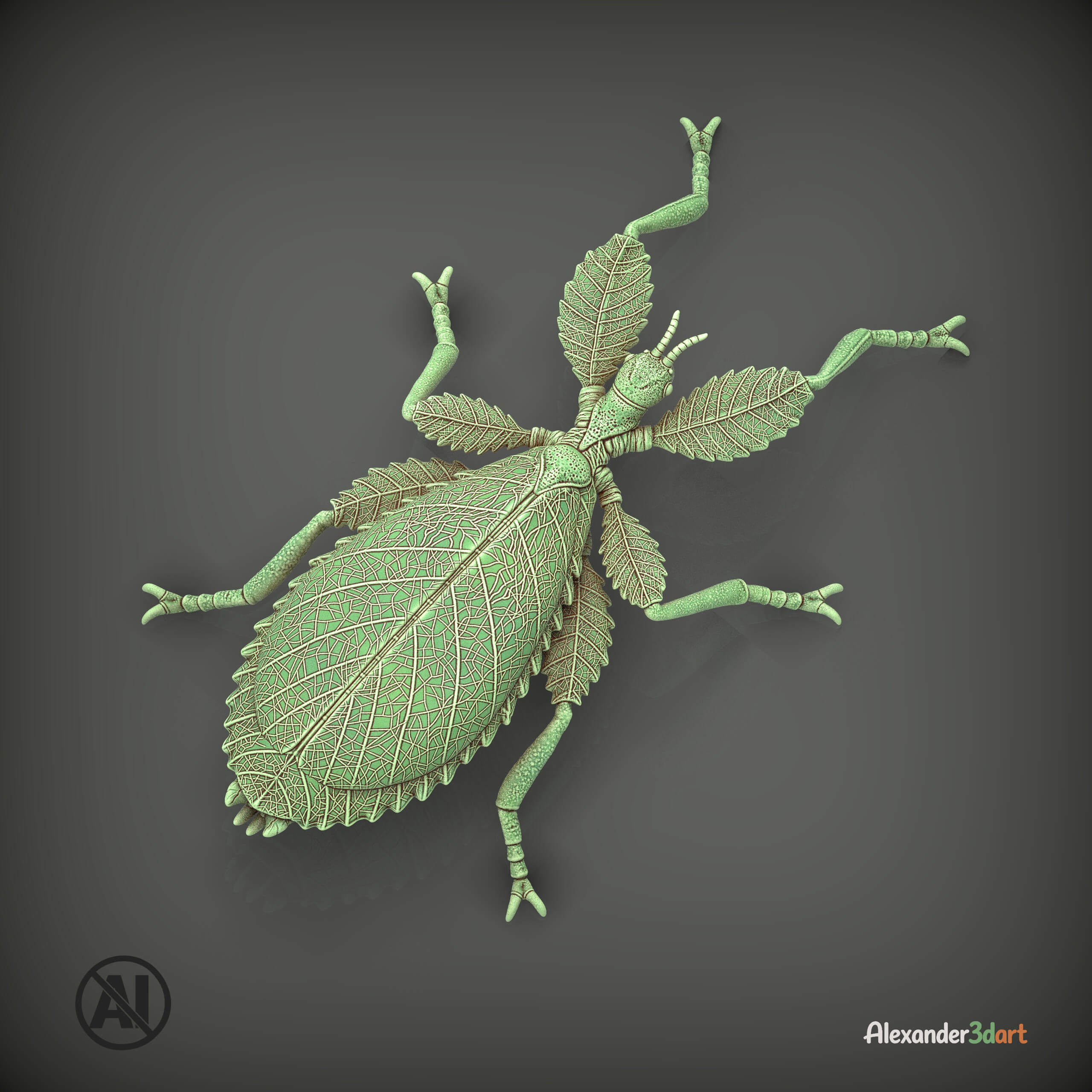 Leaf Insect Walking Leaf 3D Model