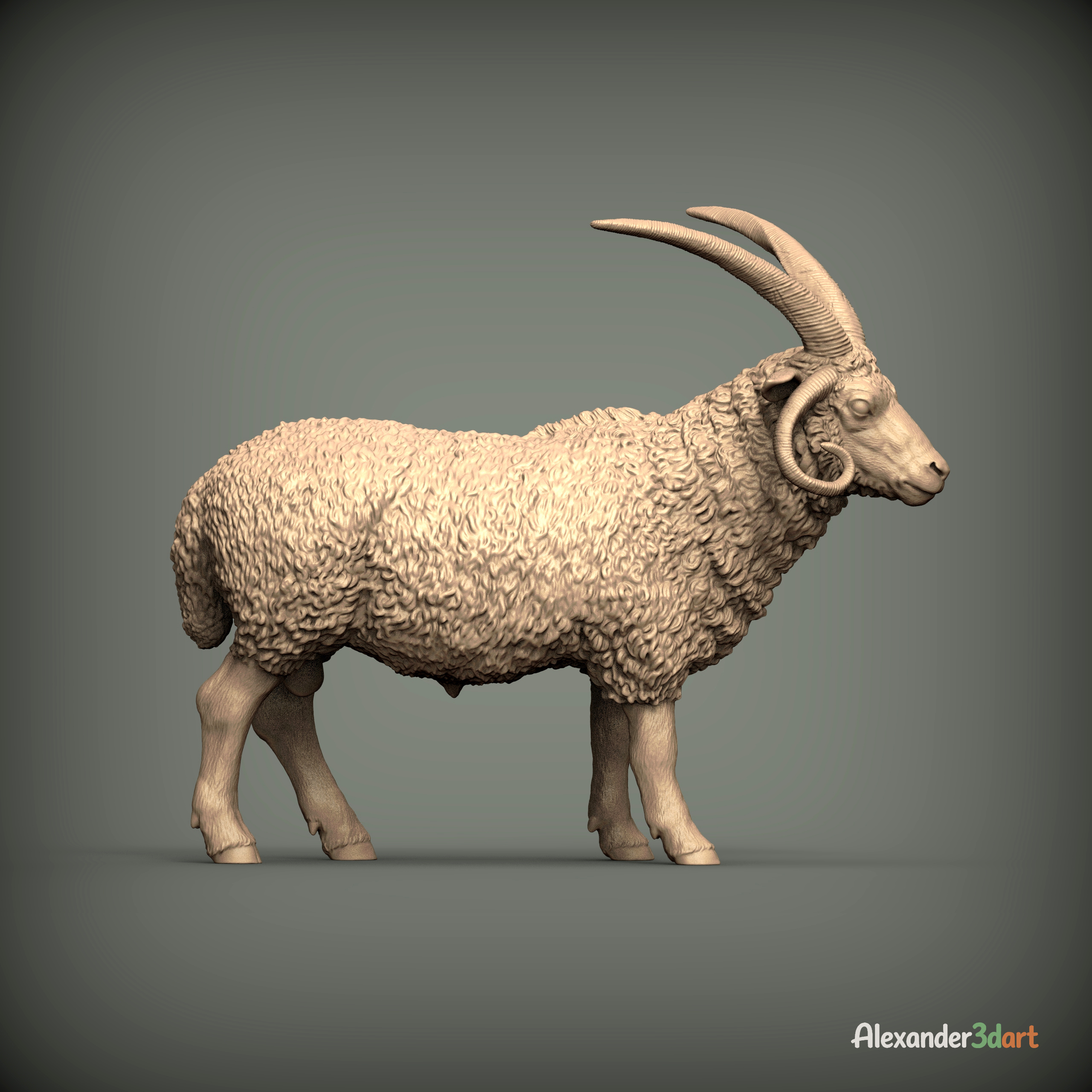 Manx Loaghtan Ram Realistic Four-Horned Sheep STL 3D 3D Model