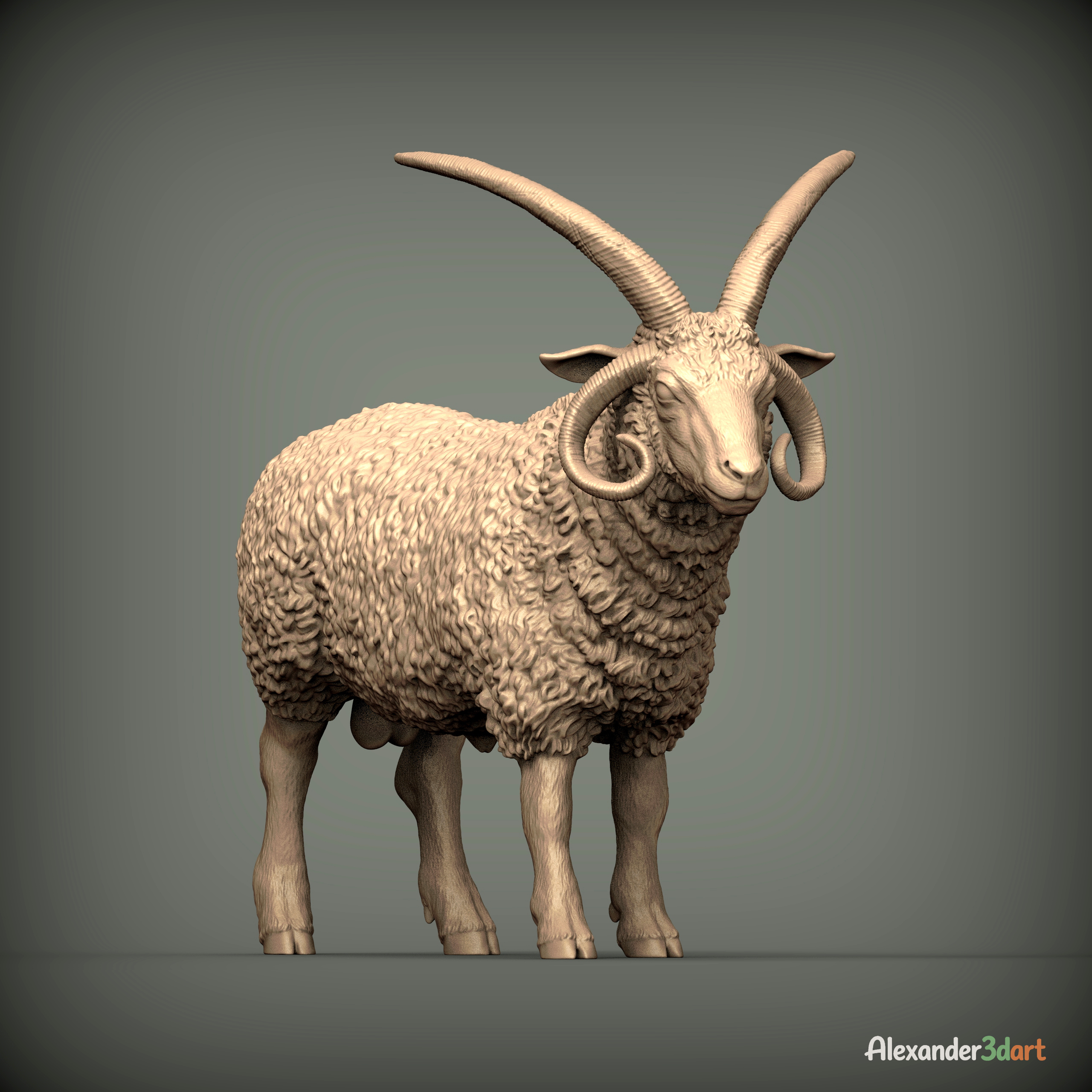 Manx Loaghtan Ram Realistic Four-Horned Sheep STL 3D 3D Model