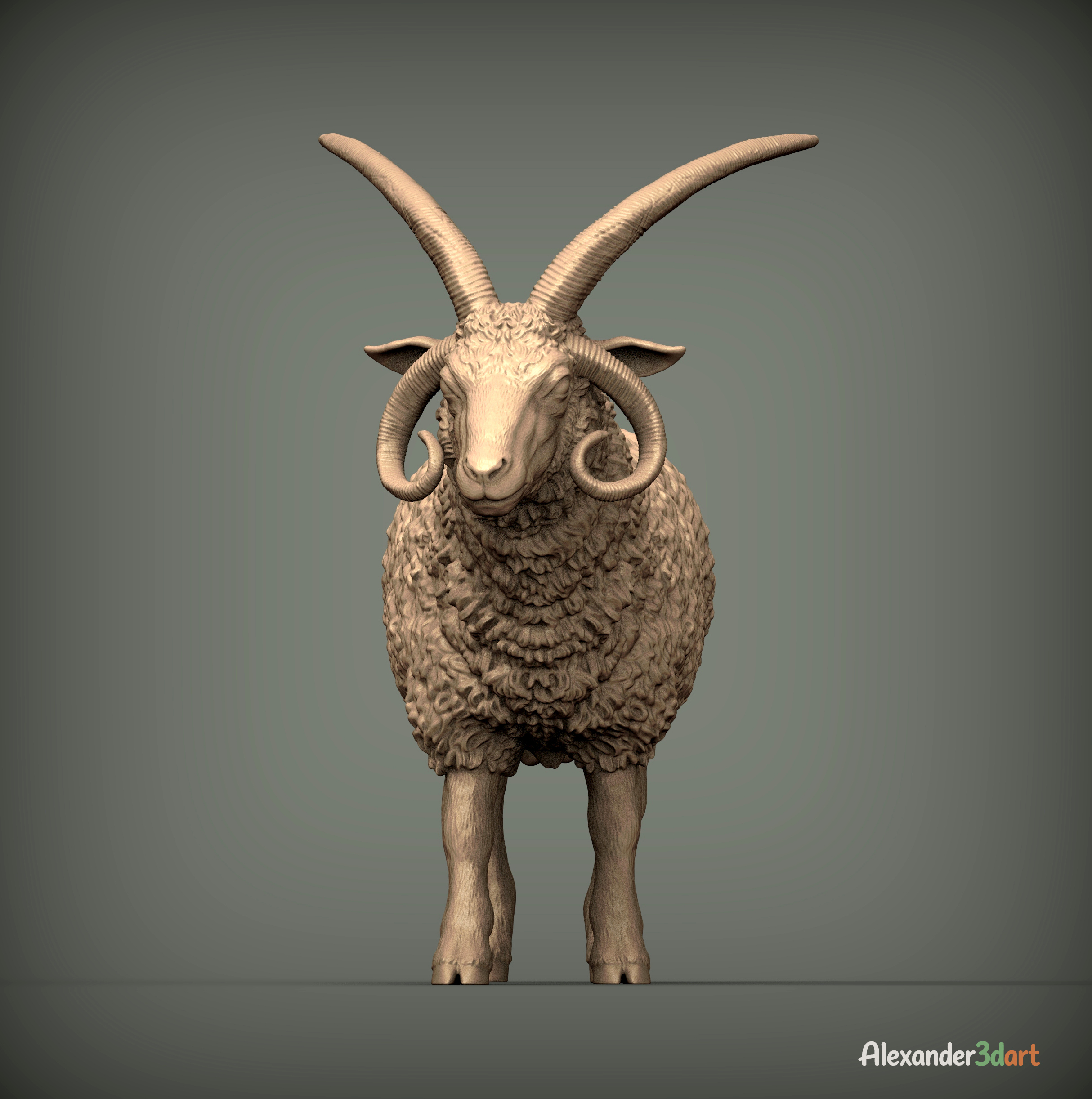Manx Loaghtan Ram Realistic Four-Horned Sheep STL 3D 3D Model