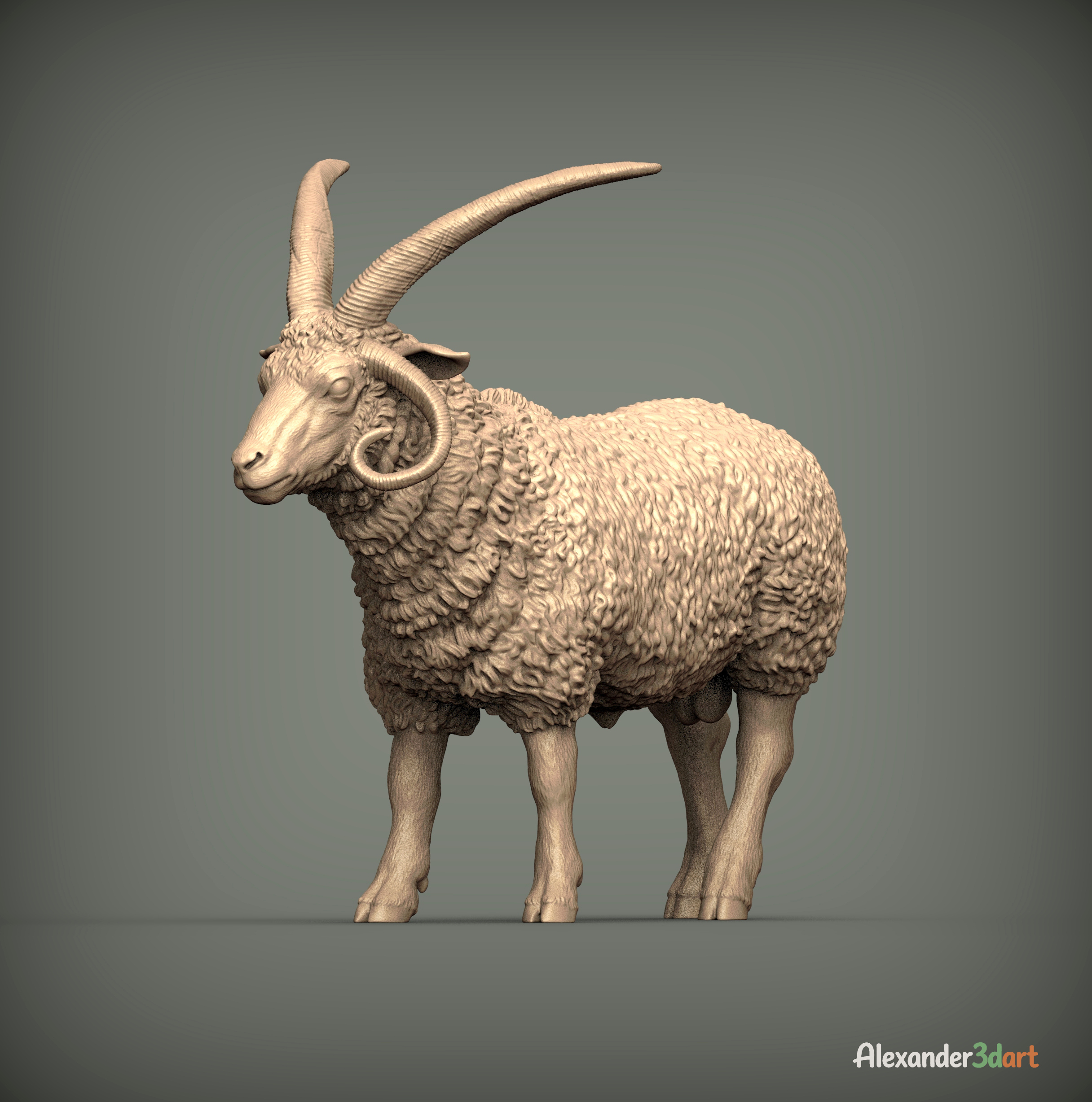 Manx Loaghtan Ram Realistic Four-Horned Sheep STL 3D 3D Model