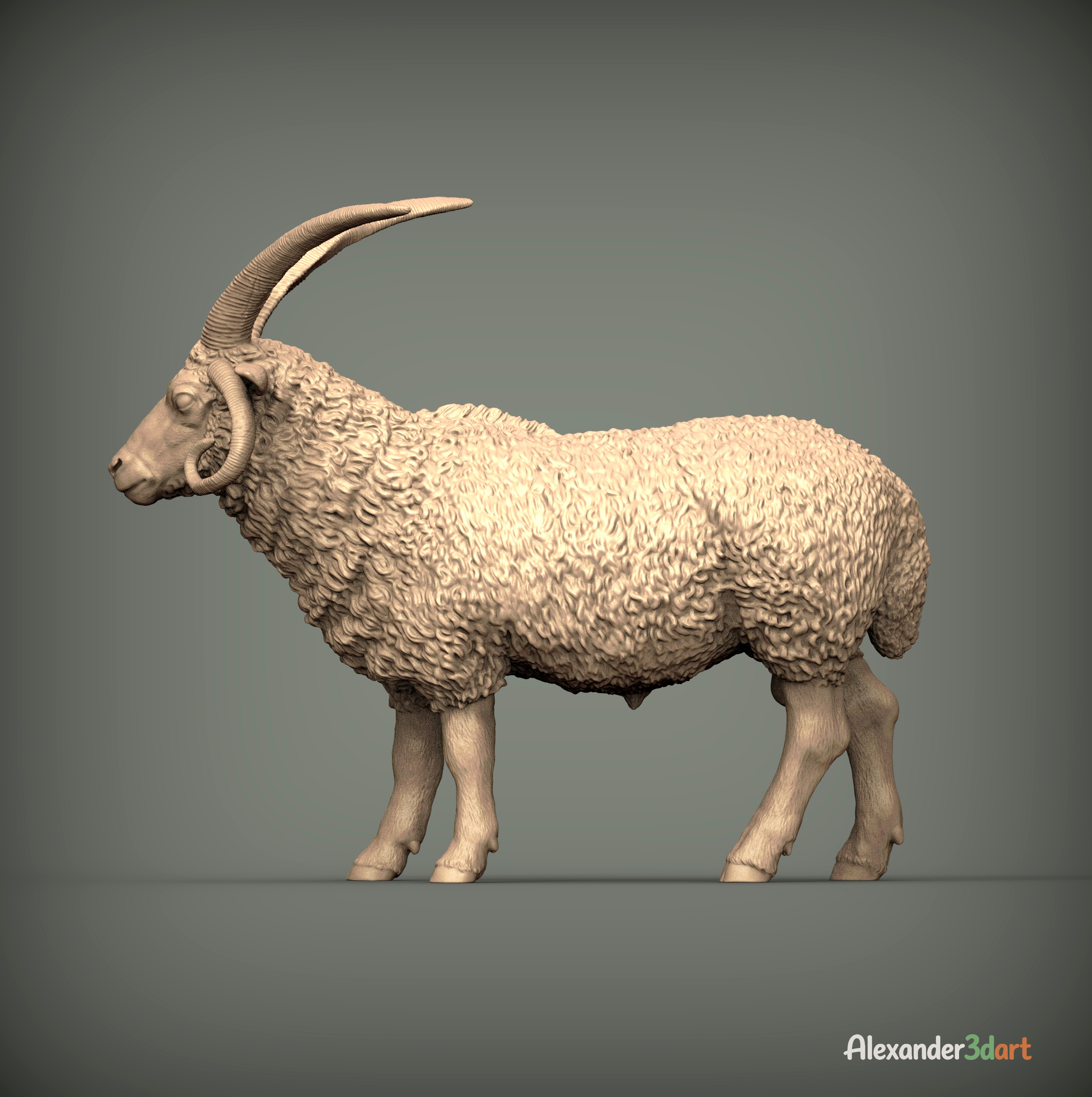 Manx Loaghtan Ram Realistic Four-Horned Sheep STL 3D 3D Model