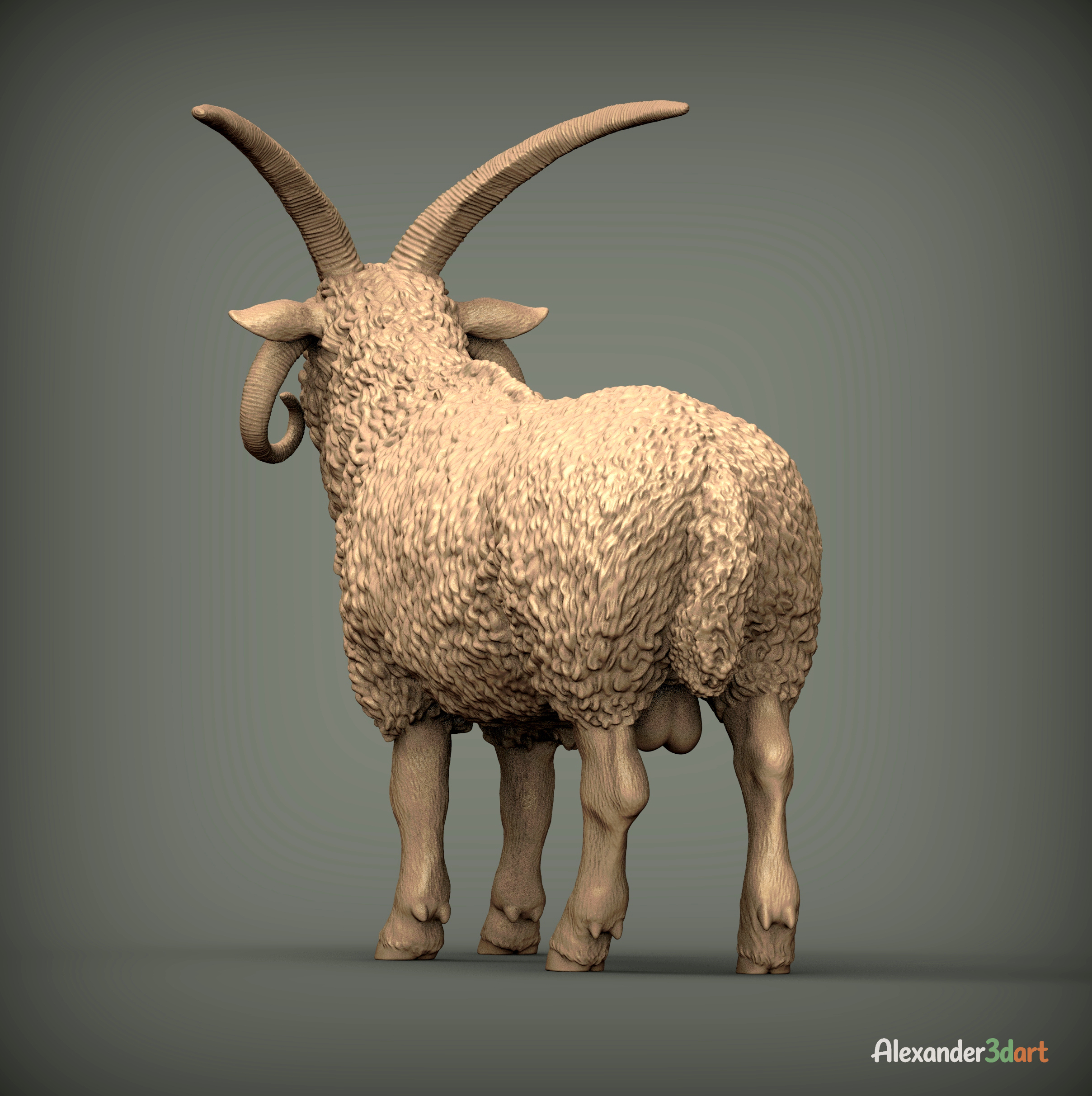 Manx Loaghtan Ram Realistic Four-Horned Sheep STL 3D 3D Model