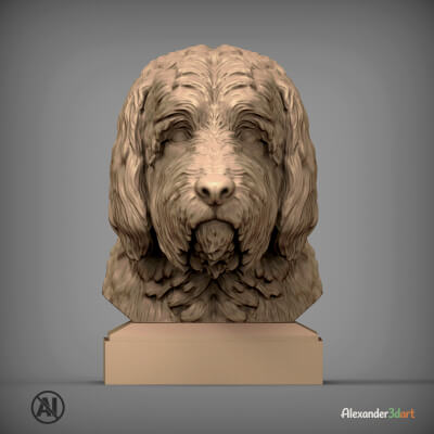Otterhound Dog Bust – Realistic 3D Printable Sculpture