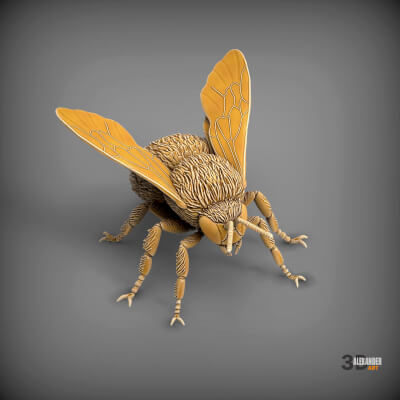Realistic Bumblebee STL for 3D Printing Detailed Insect Mode