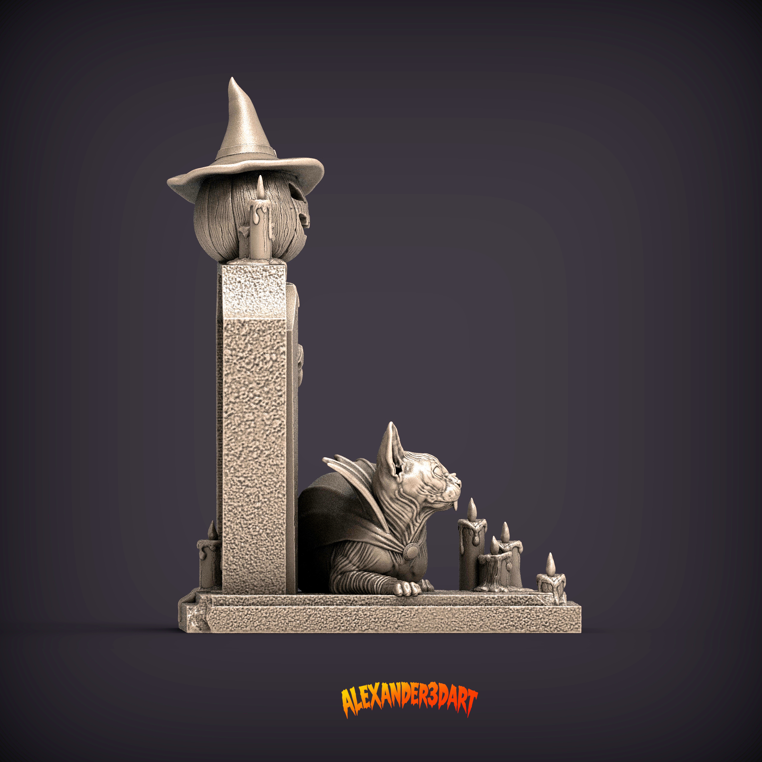 Vampire Cat &ndash Gothic Halloween Cat 3d Print Model 3D Model
