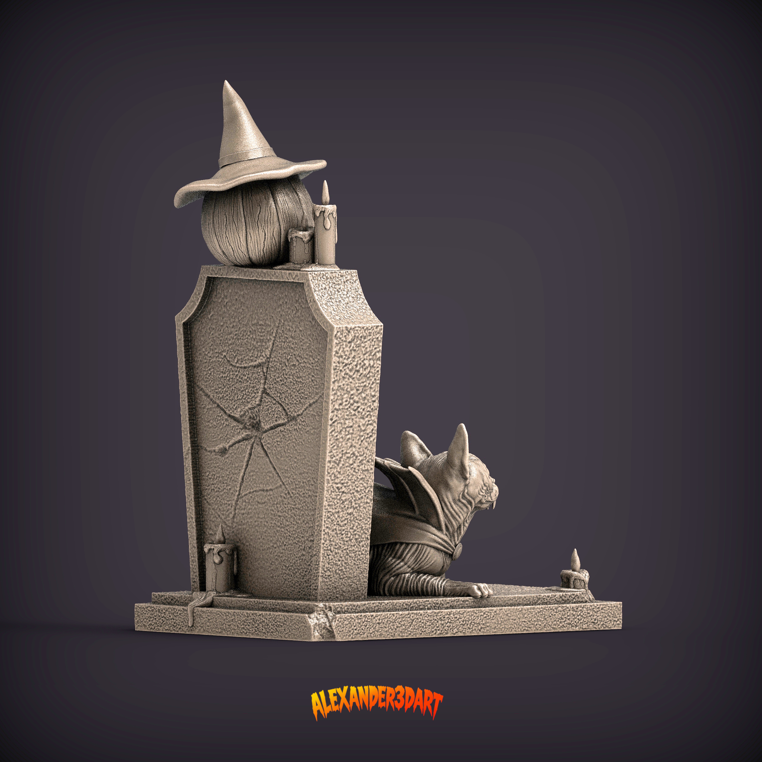 Vampire Cat &ndash Gothic Halloween Cat 3d Print Model 3D Model
