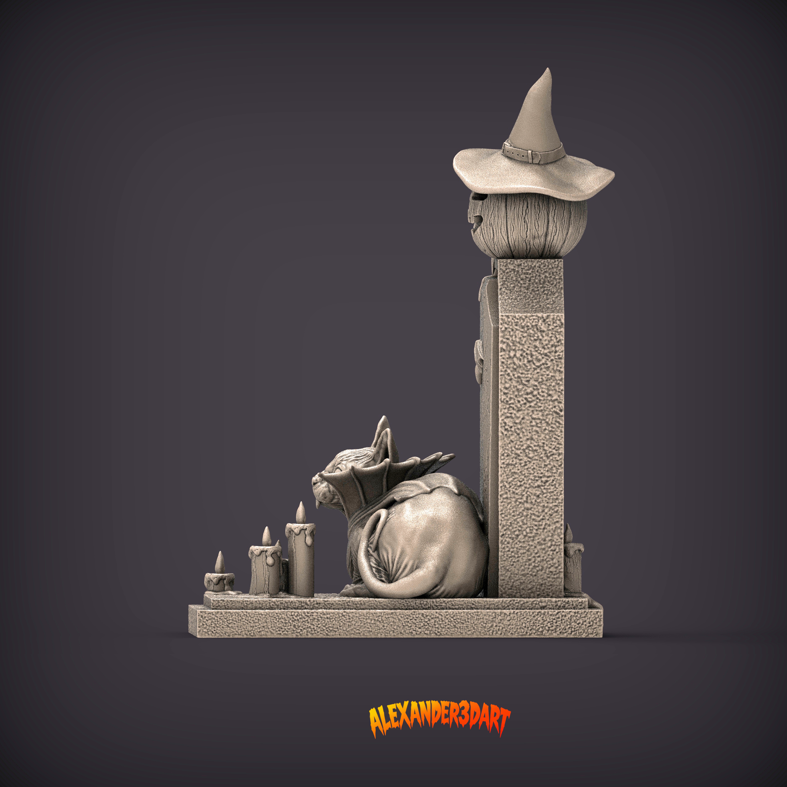 Vampire Cat &ndash Gothic Halloween Cat 3d Print Model 3D Model