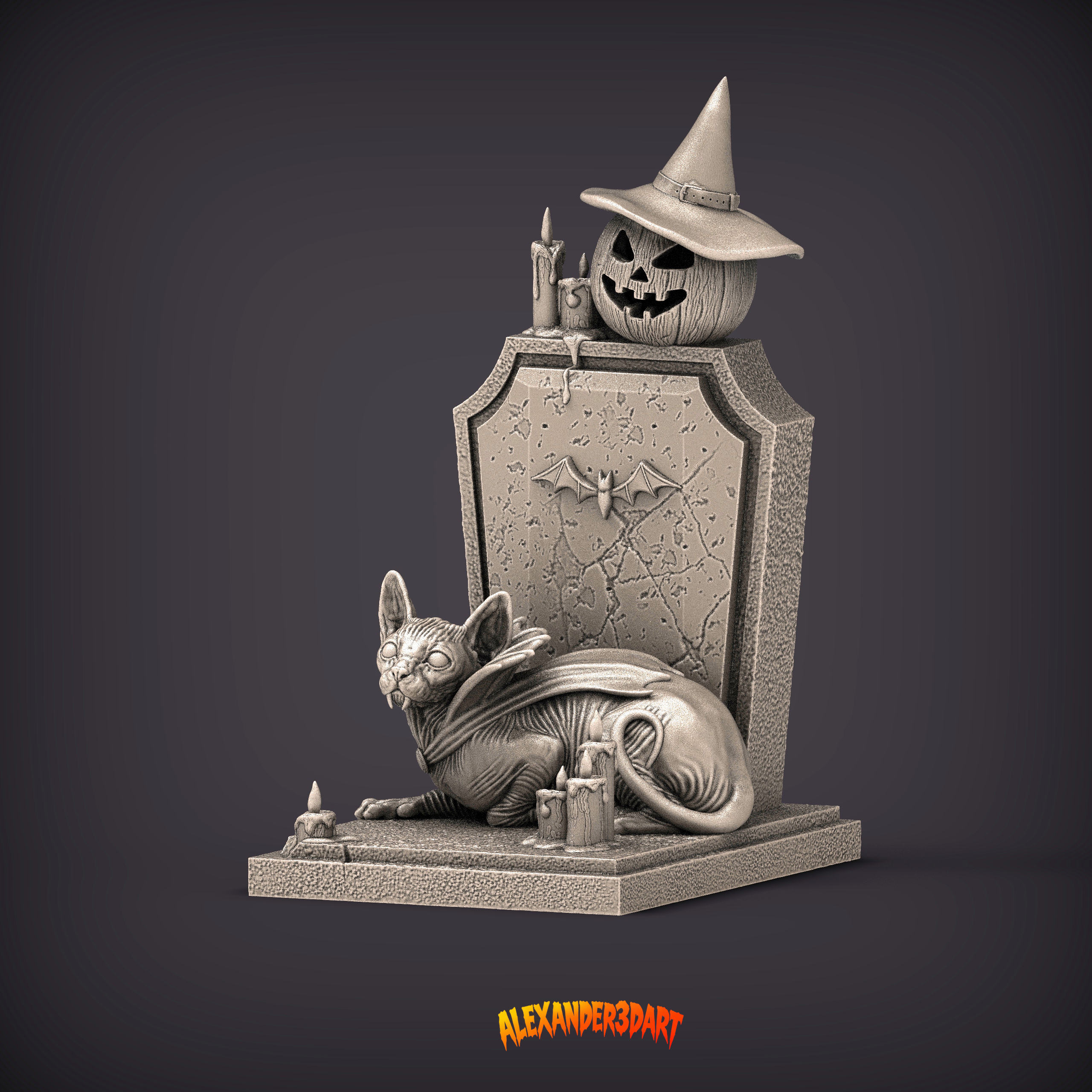 Vampire Cat &ndash Gothic Halloween Cat 3d Print Model 3D Model