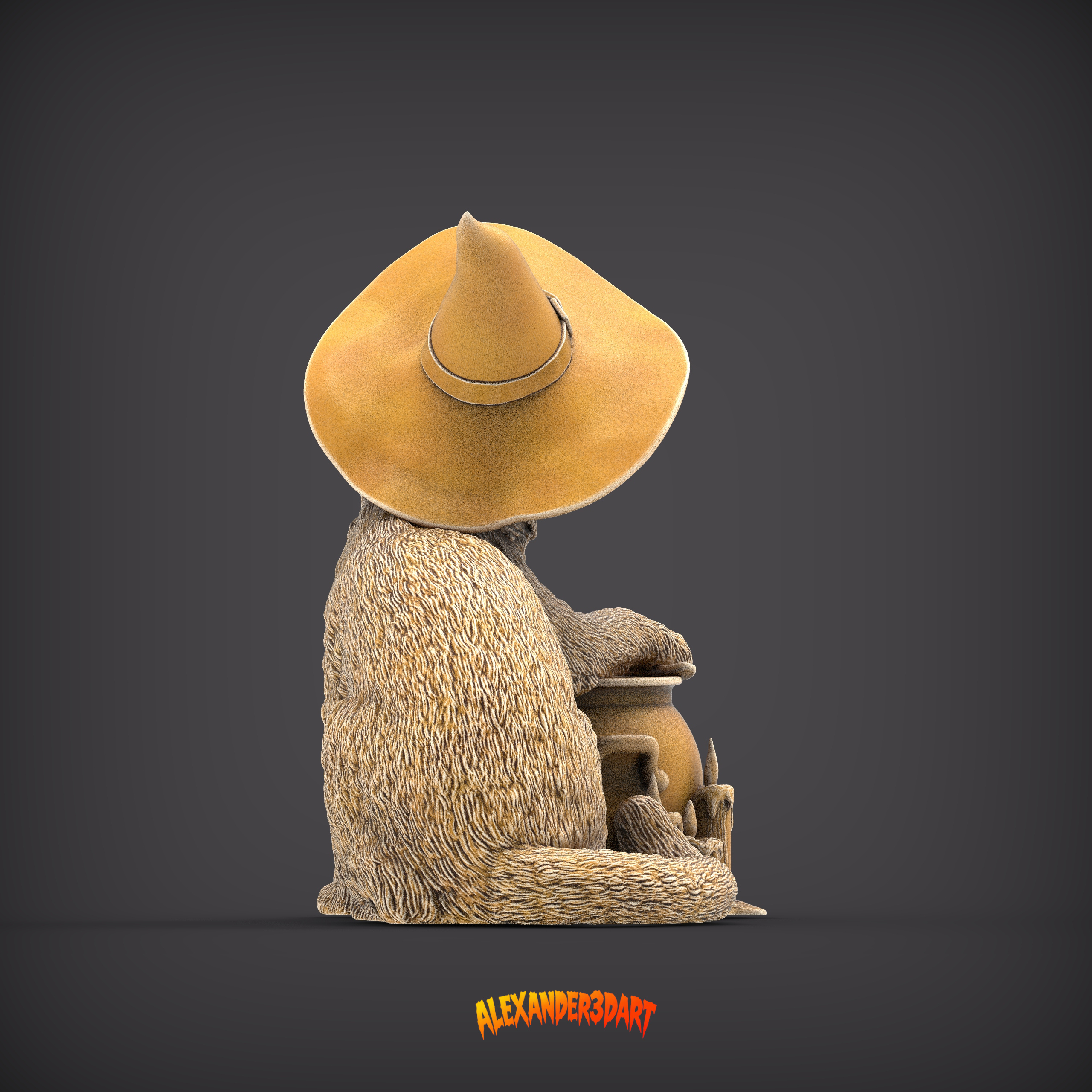 Witch Cat &ndash Halloween Fantasy Cat 3D Print Model 3D Model