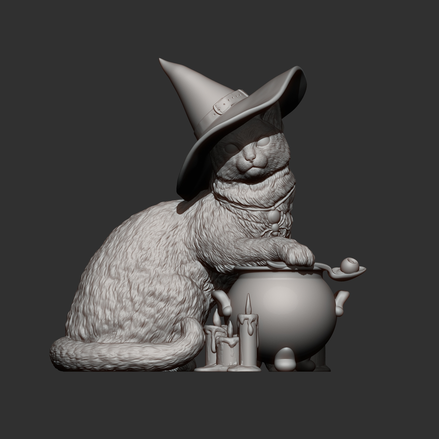 Witch Cat &ndash Halloween Fantasy Cat 3D Print Model 3D Model