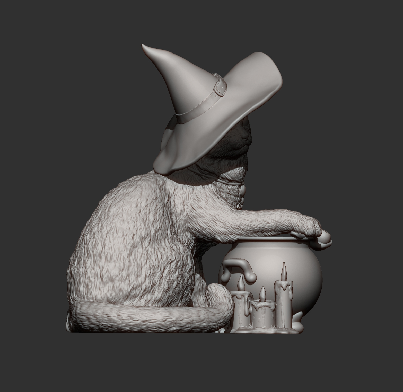 Witch Cat &ndash Halloween Fantasy Cat 3D Print Model 3D Model