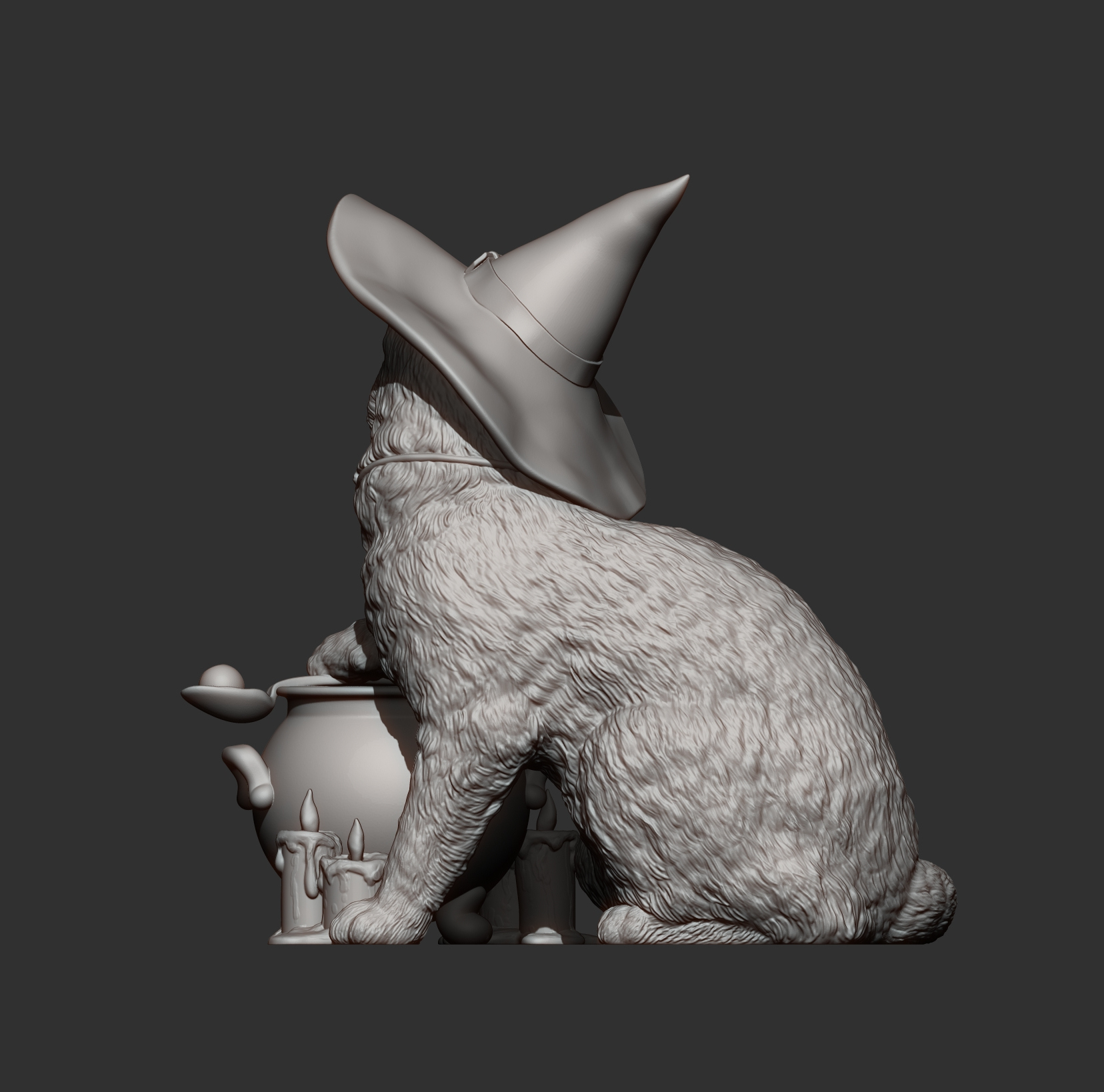 Witch Cat &ndash Halloween Fantasy Cat 3D Print Model 3D Model