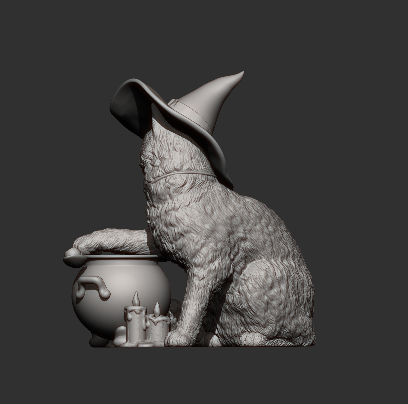 Witch Cat &ndash Halloween Fantasy Cat 3D Print Model 3D Model