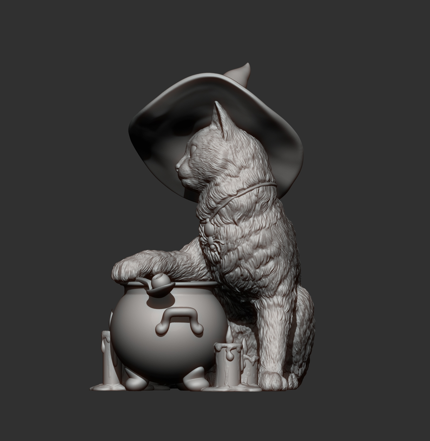Witch Cat &ndash Halloween Fantasy Cat 3D Print Model 3D Model