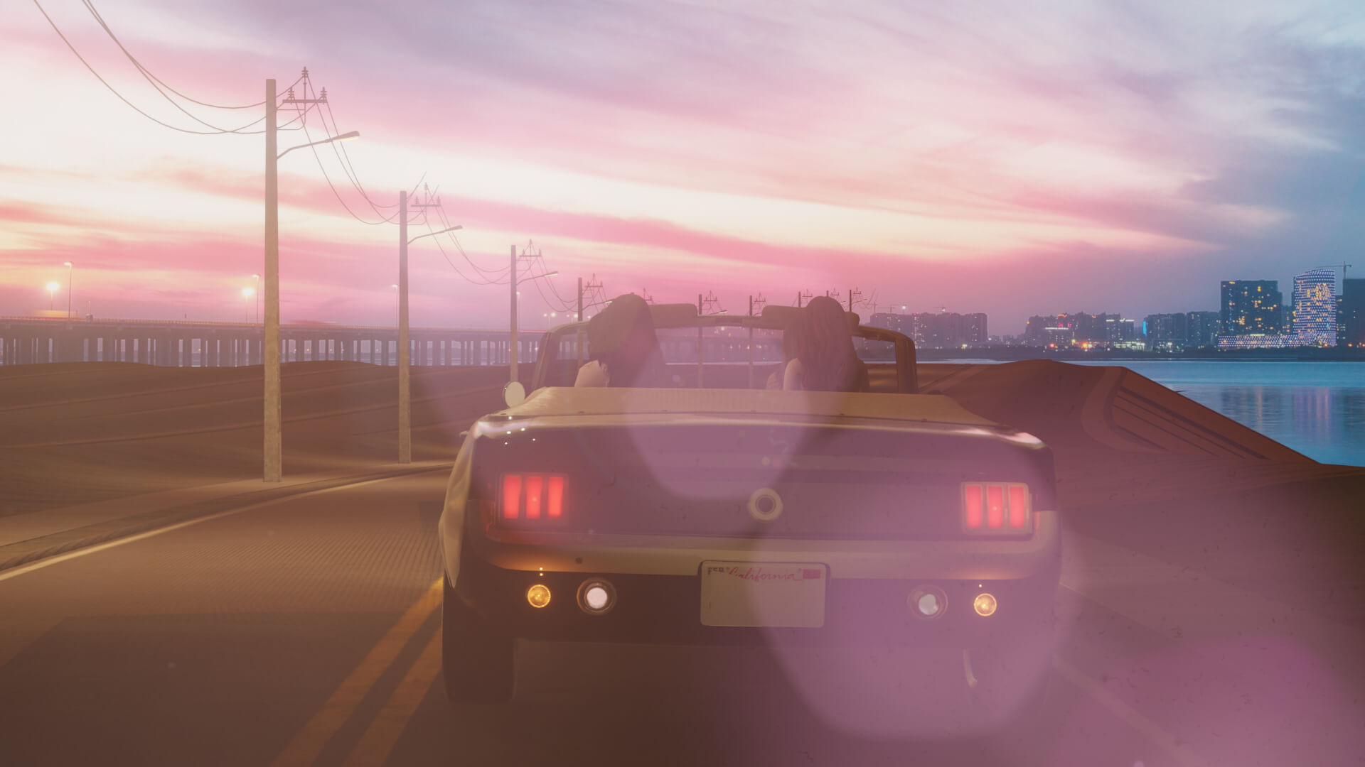 Summer Sunset Road Trip 3D Render, Digital Artwork by ali3dexpress