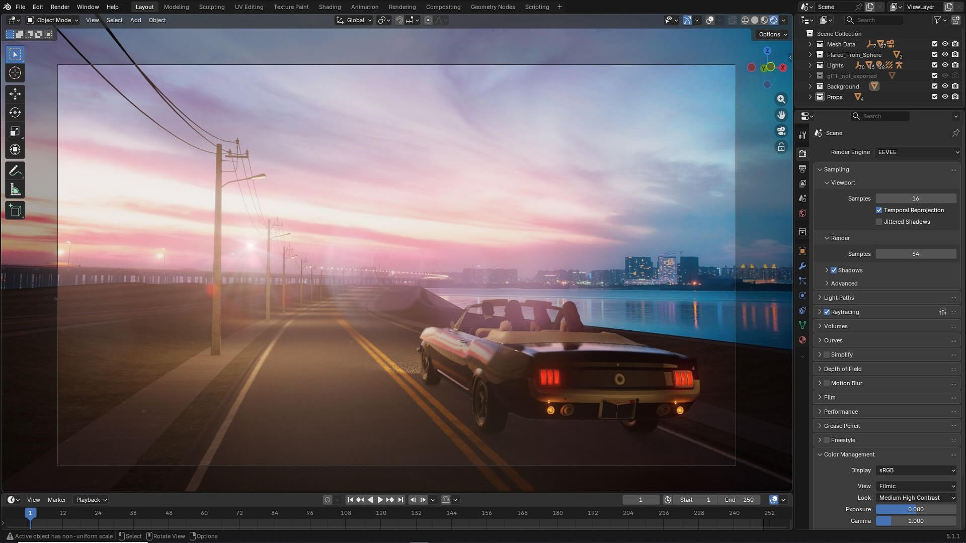 Summer Sunset Road Trip 3D Render, Digital Artwork by ali3dexpress