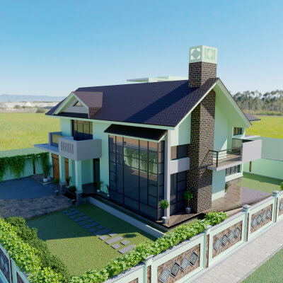 Modern Two-Storey House Contemporary Villa Exterior 3D Model