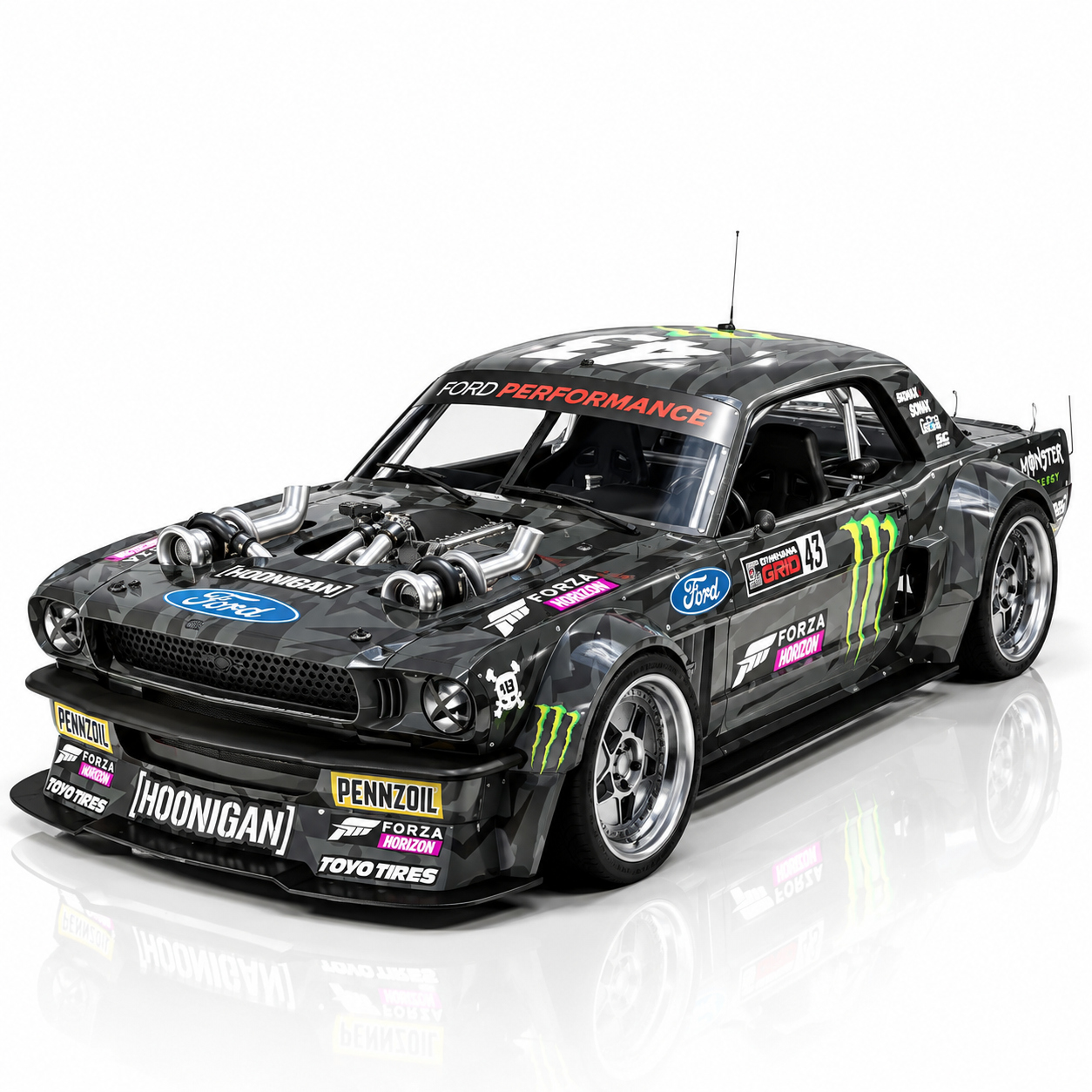 Hoonicorn Ken Block Ford Mustang 3D Render, Digital Artwork by AlphaGroup