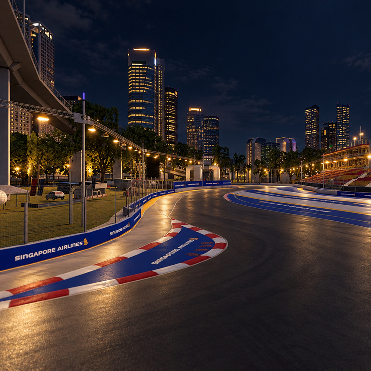 Marina Bay Street Circuit F1 Singapore Grand Prix 3D Render, Digital Artwork by AlphaGroup