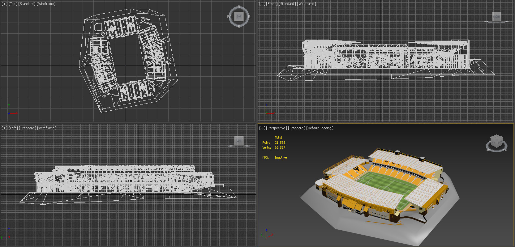Molineux Stadium Wolverhampton Football Arena 3D Model