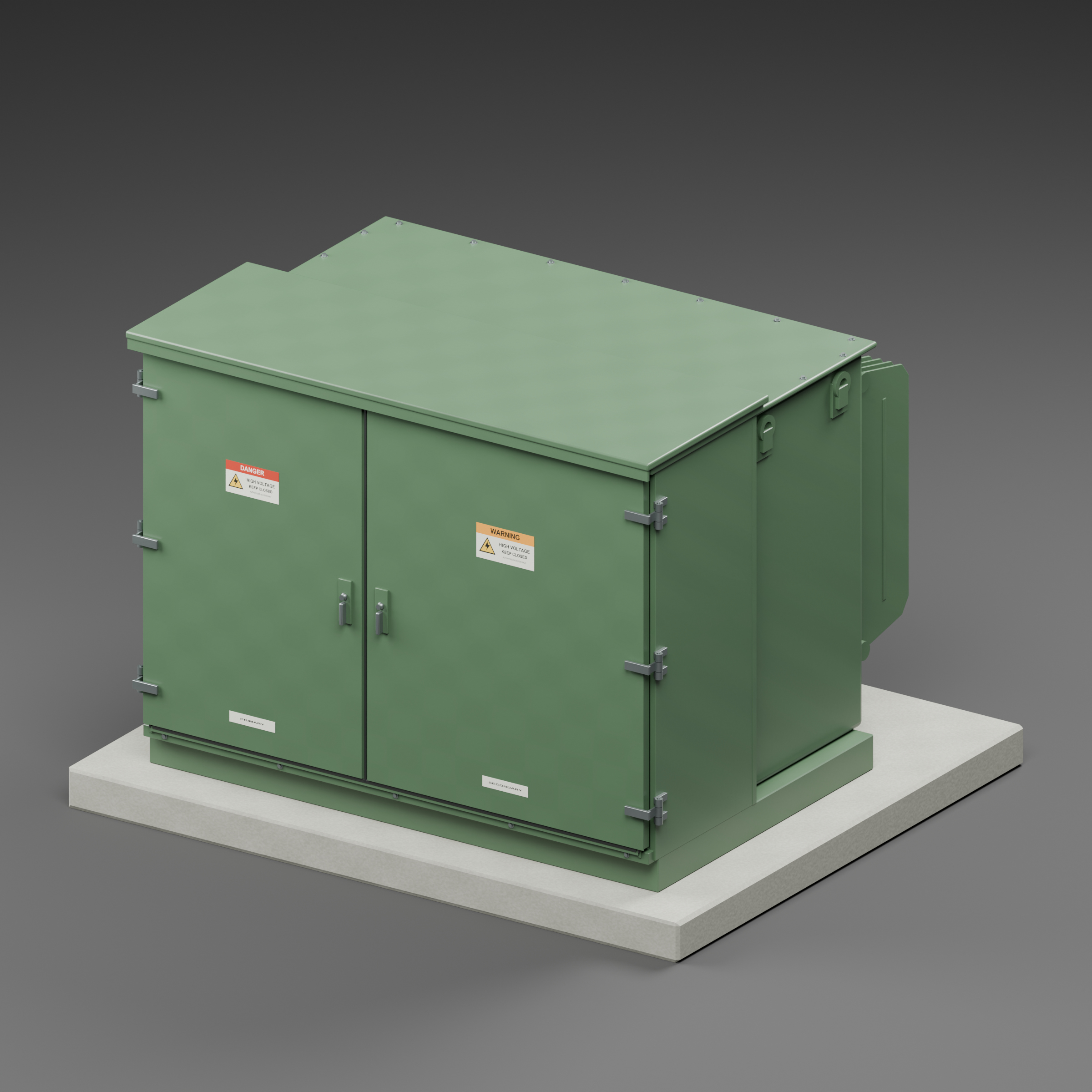 Pad-Mounted Distribution Transformer with Service Doors 3D Model