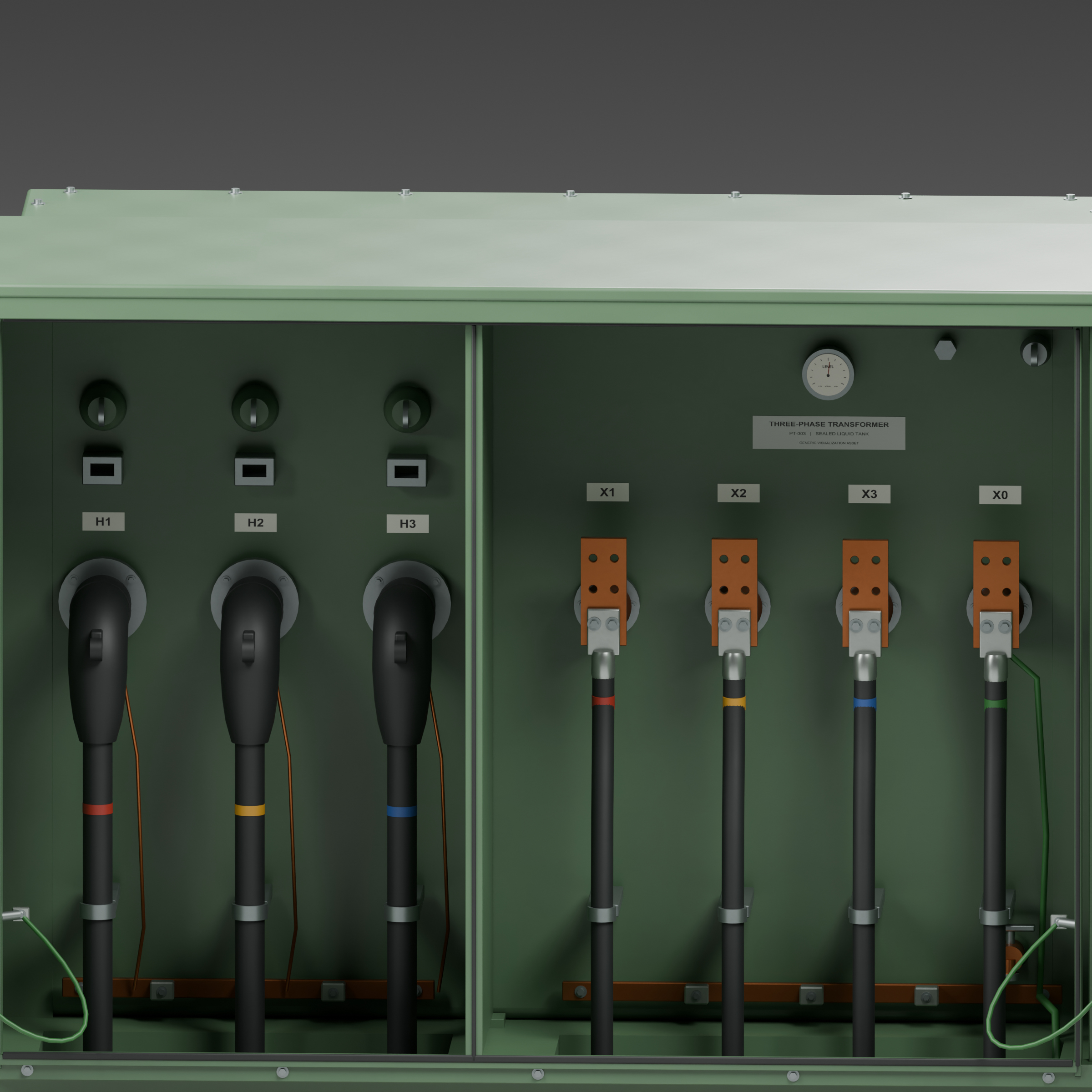 Pad-Mounted Distribution Transformer with Service Doors 3D Model
