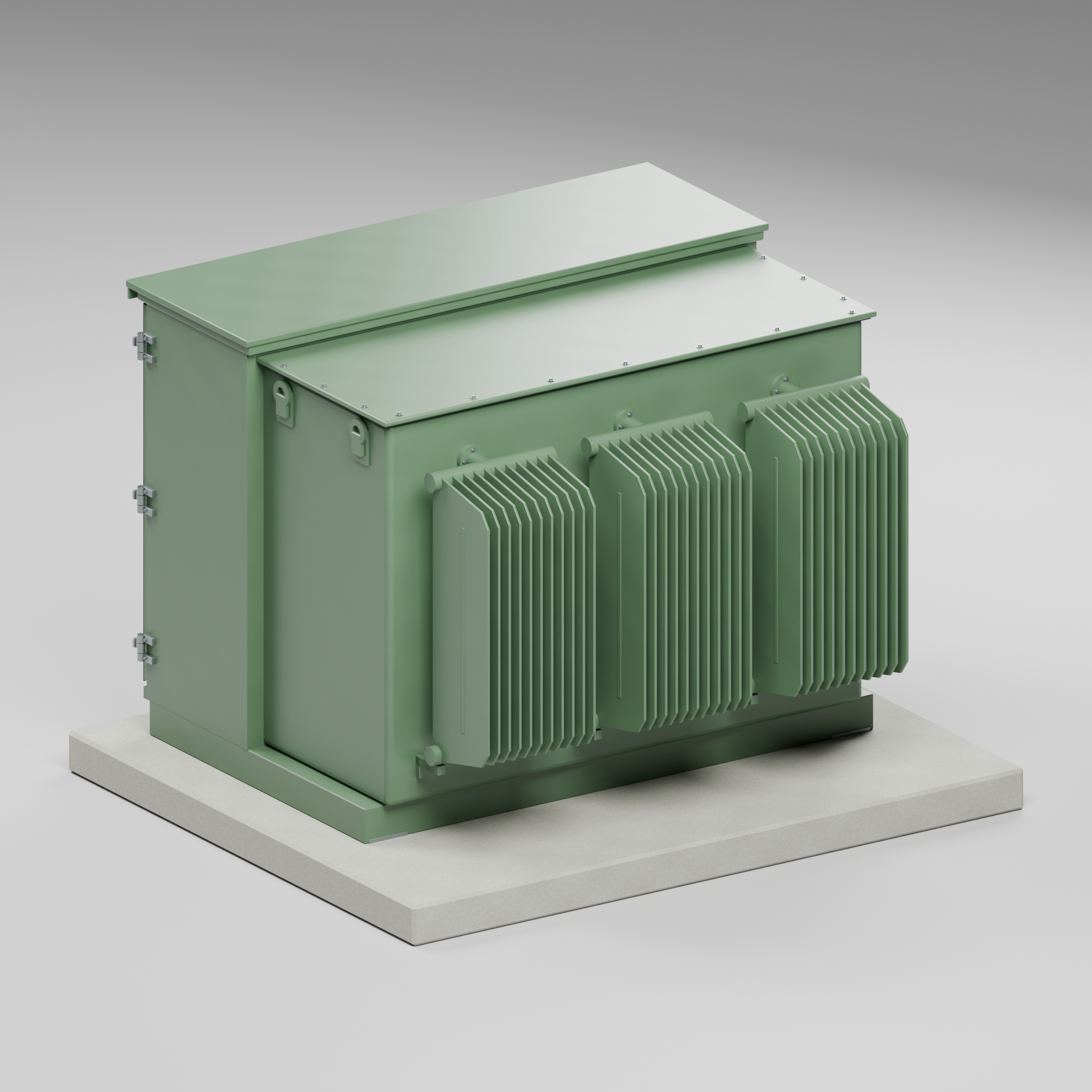 Pad-Mounted Distribution Transformer with Service Doors 3D Model