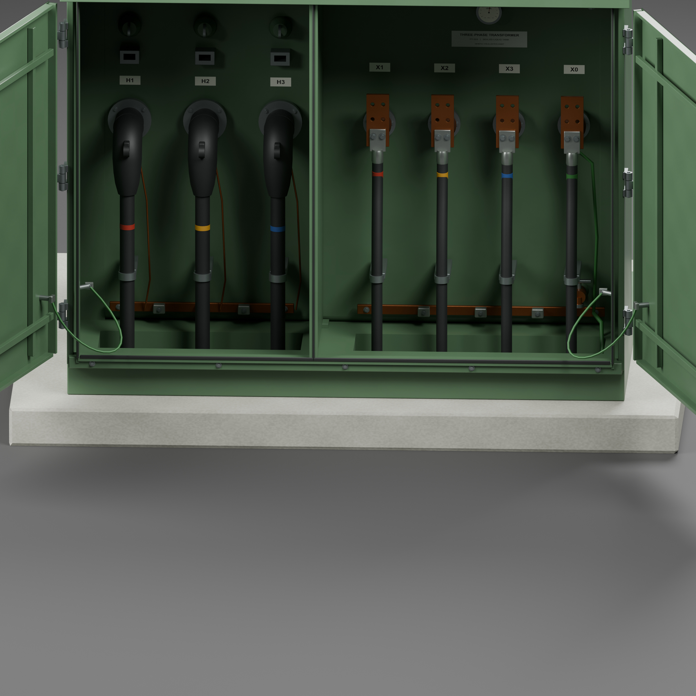 Pad-Mounted Distribution Transformer with Service Doors 3D Model