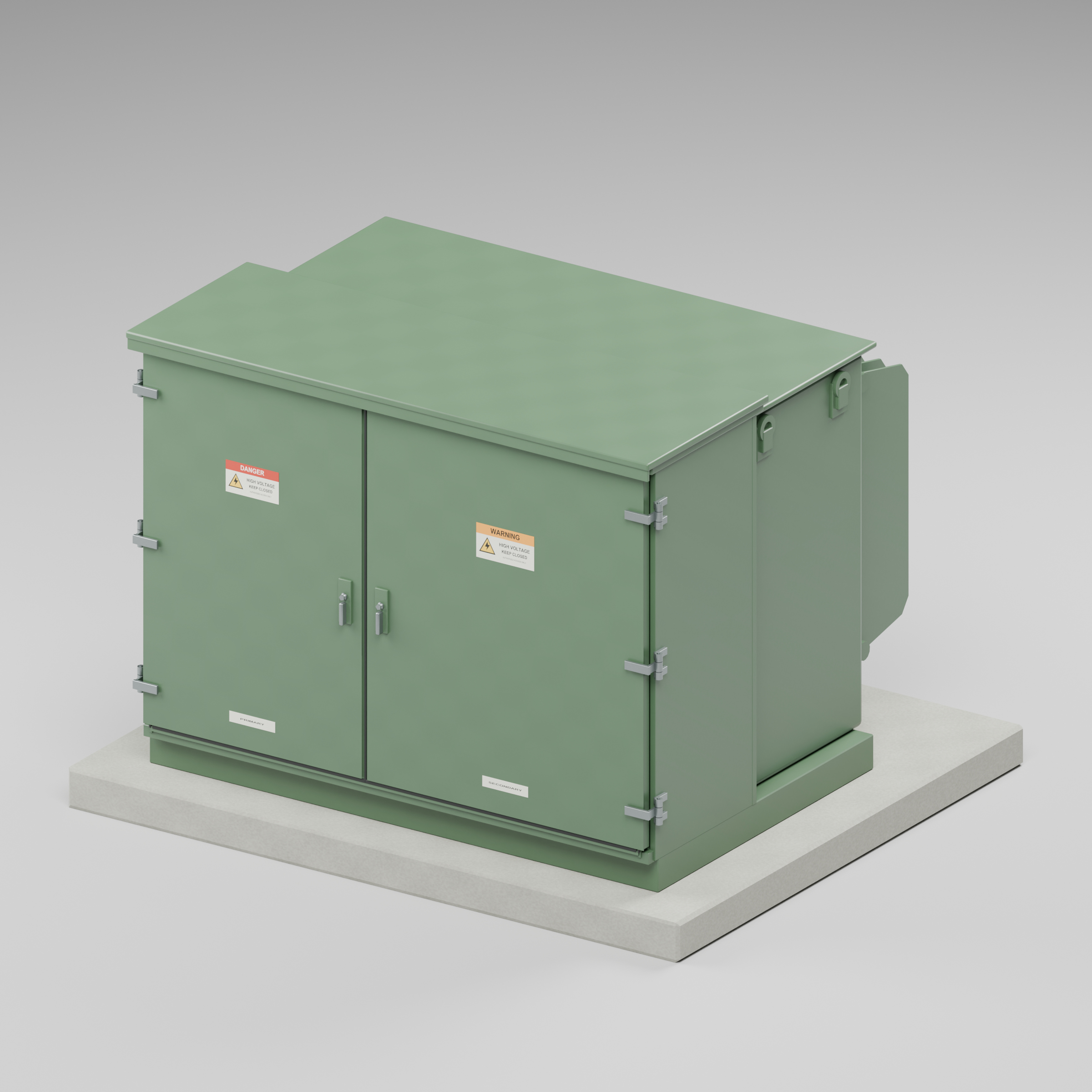 Pad-Mounted Distribution Transformer with Service Doors 3D Model