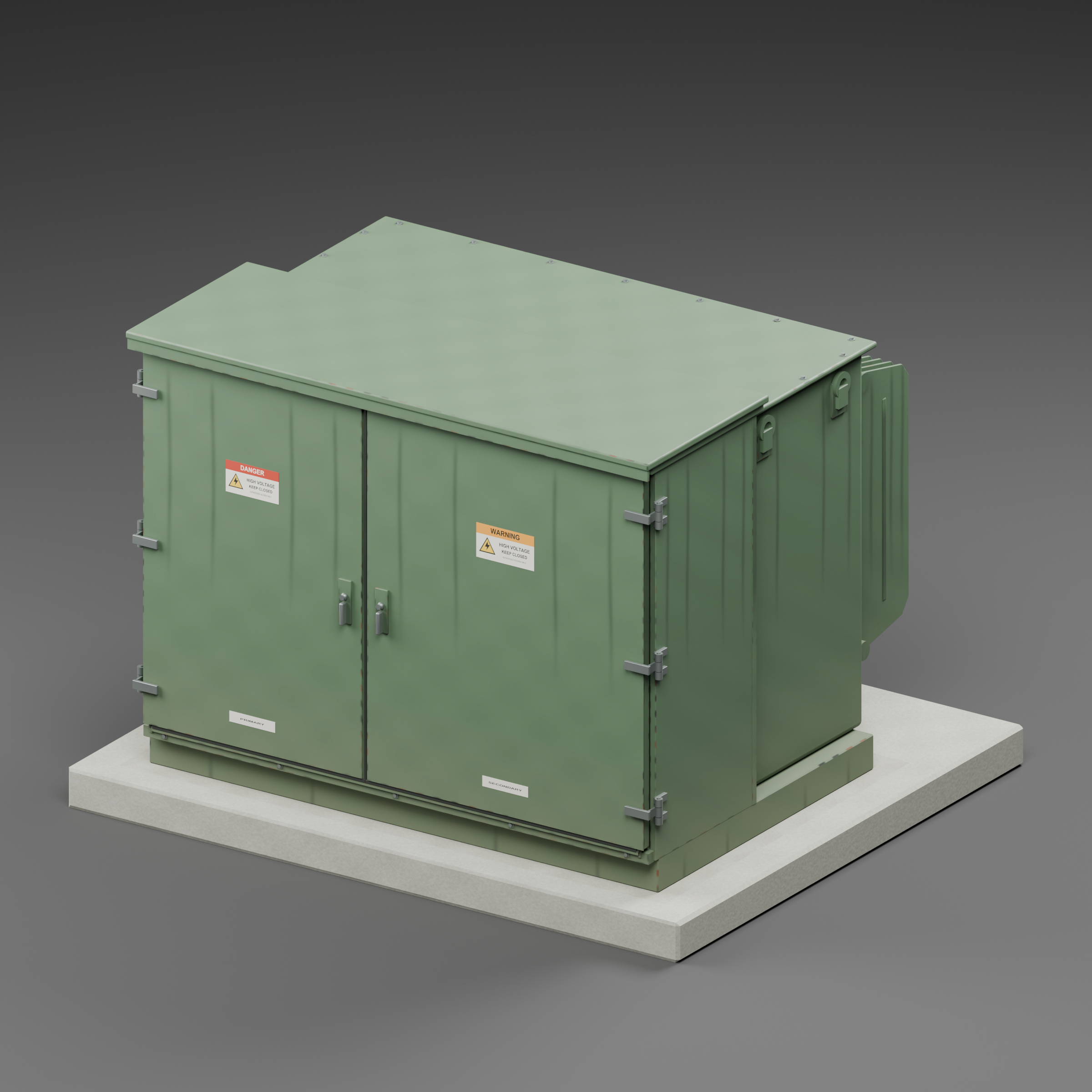 Pad-Mounted Distribution Transformer with Service Doors 3D Model
