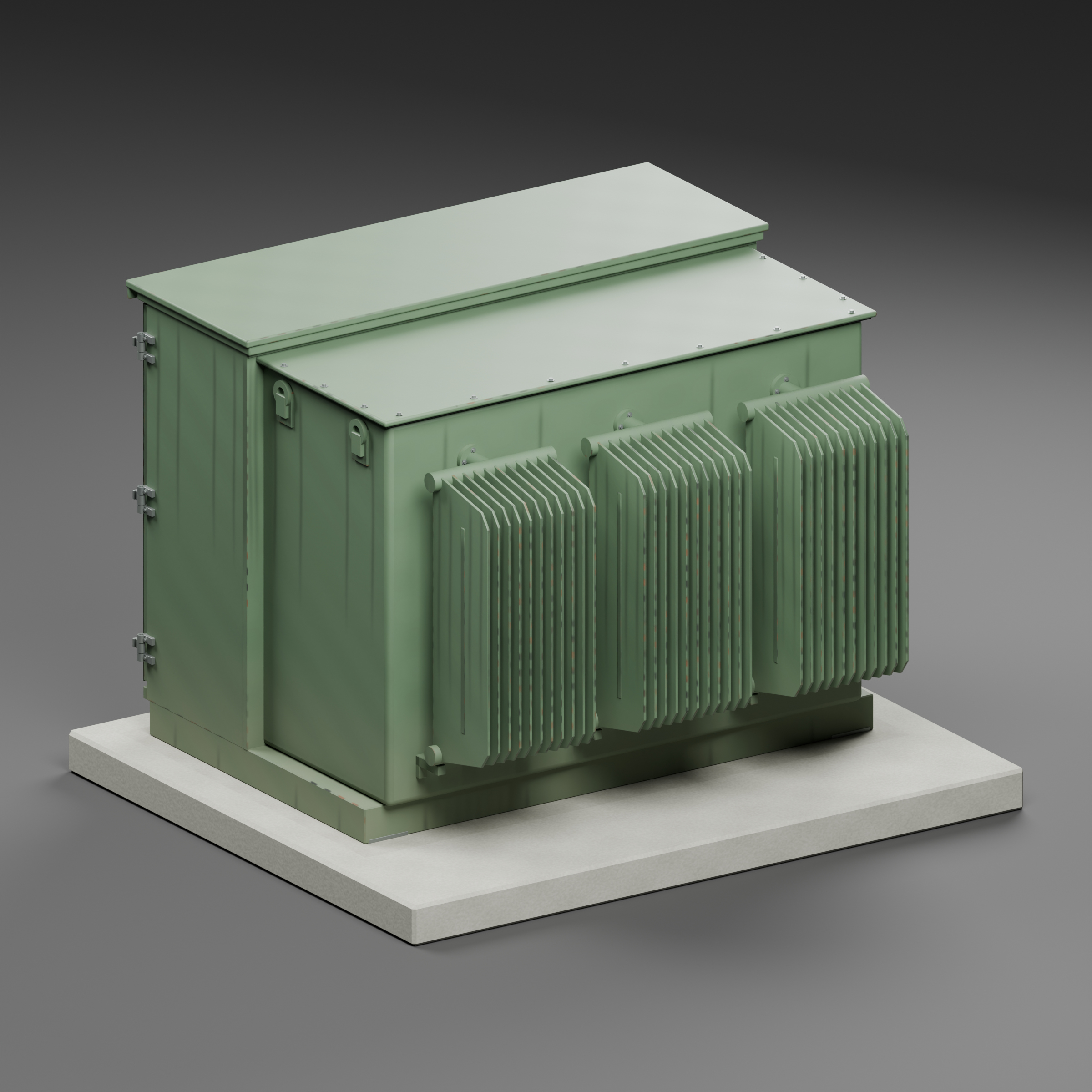 Pad-Mounted Distribution Transformer with Service Doors 3D Model