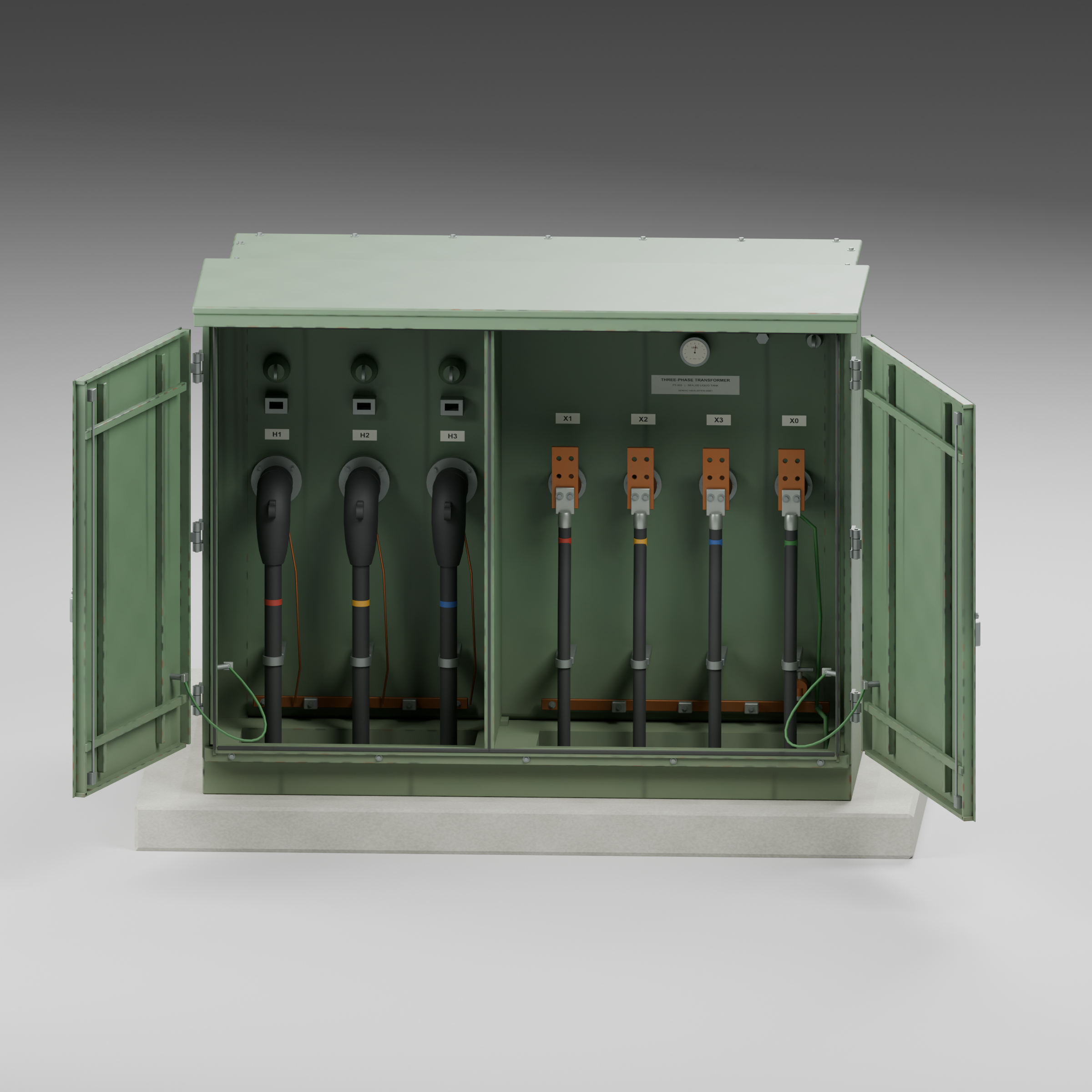 Pad-Mounted Distribution Transformer with Service Doors 3D Model