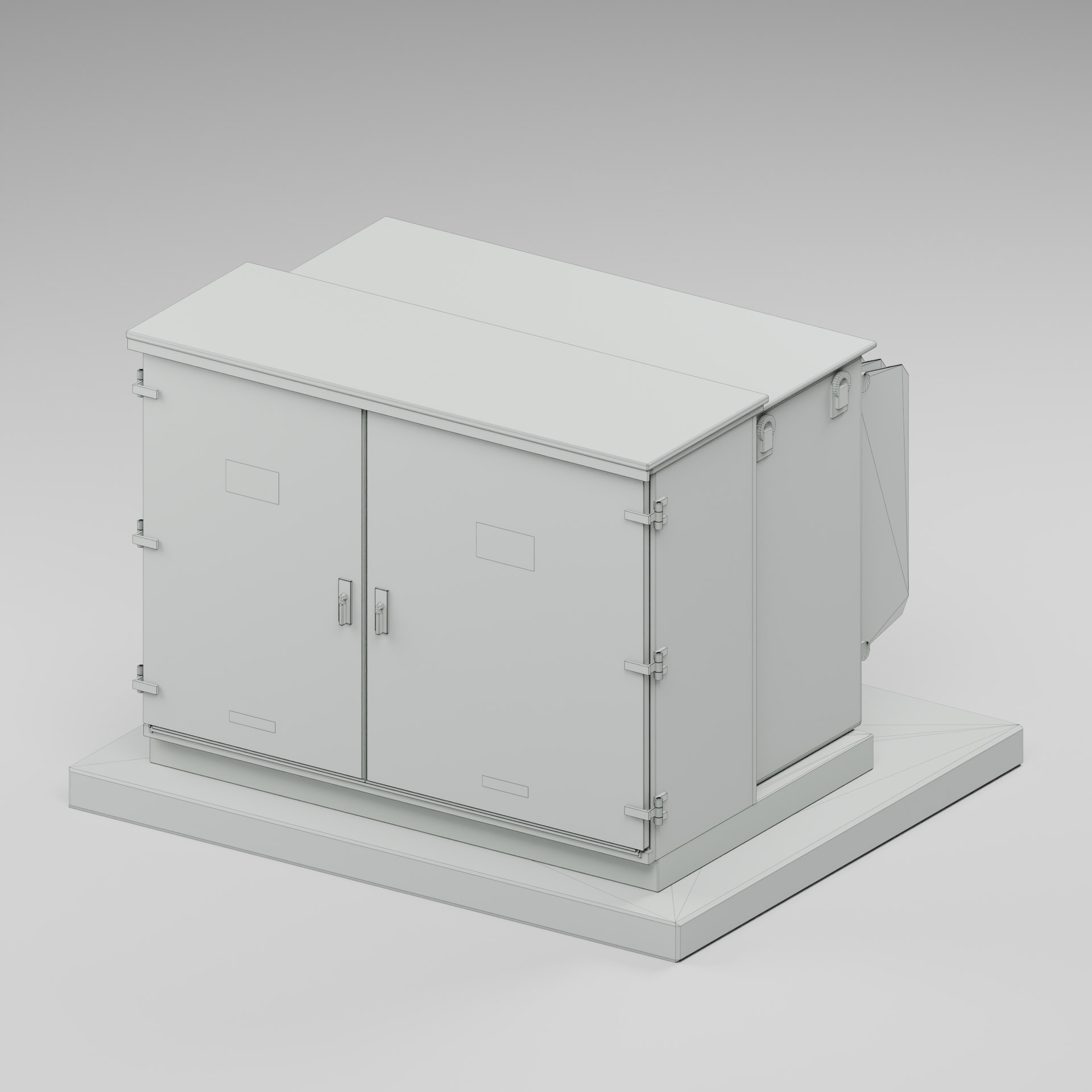 Pad-Mounted Distribution Transformer with Service Doors 3D Model