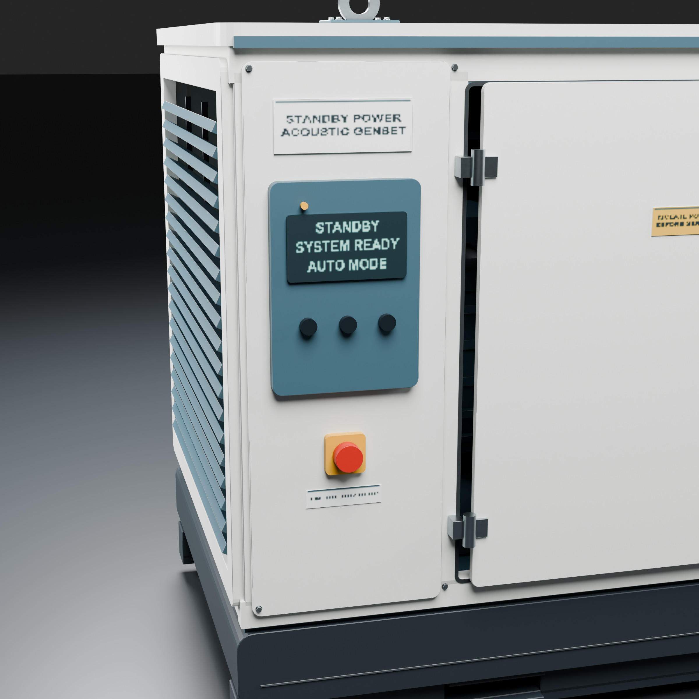 Standby Diesel Generator - PBR Animated Doors 3D Model