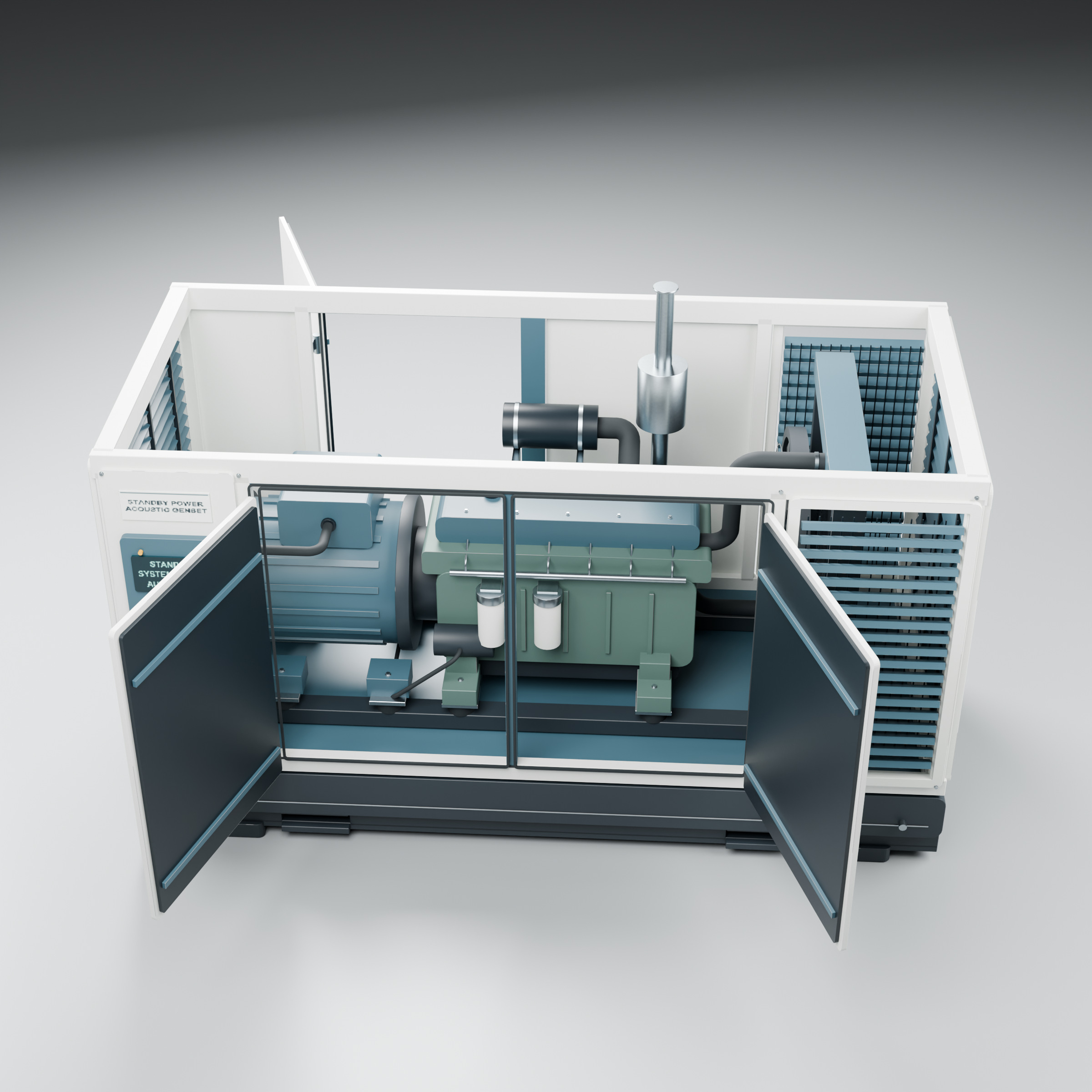 Standby Diesel Generator - PBR Animated Doors 3D Model