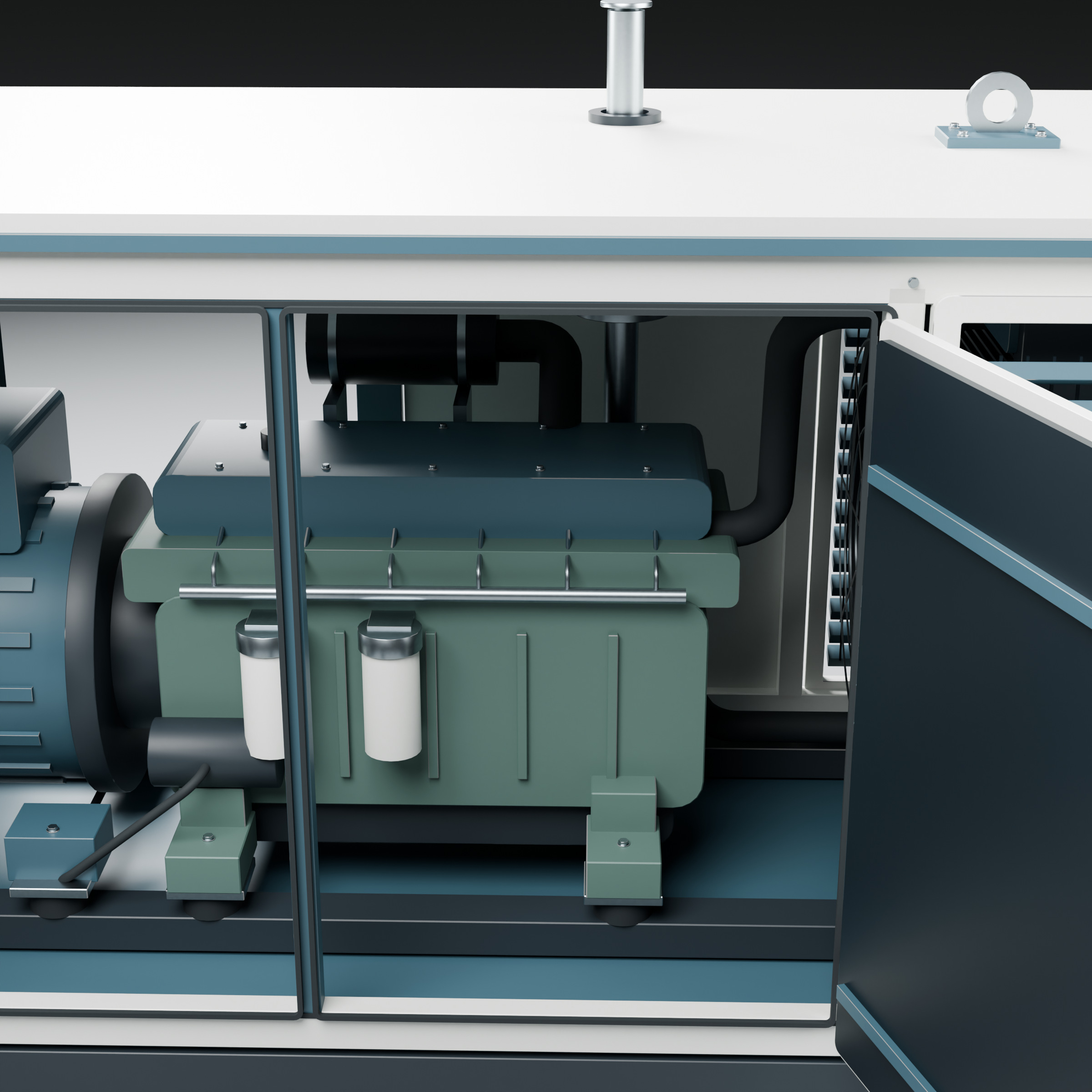 Standby Diesel Generator - PBR Animated Doors 3D Model