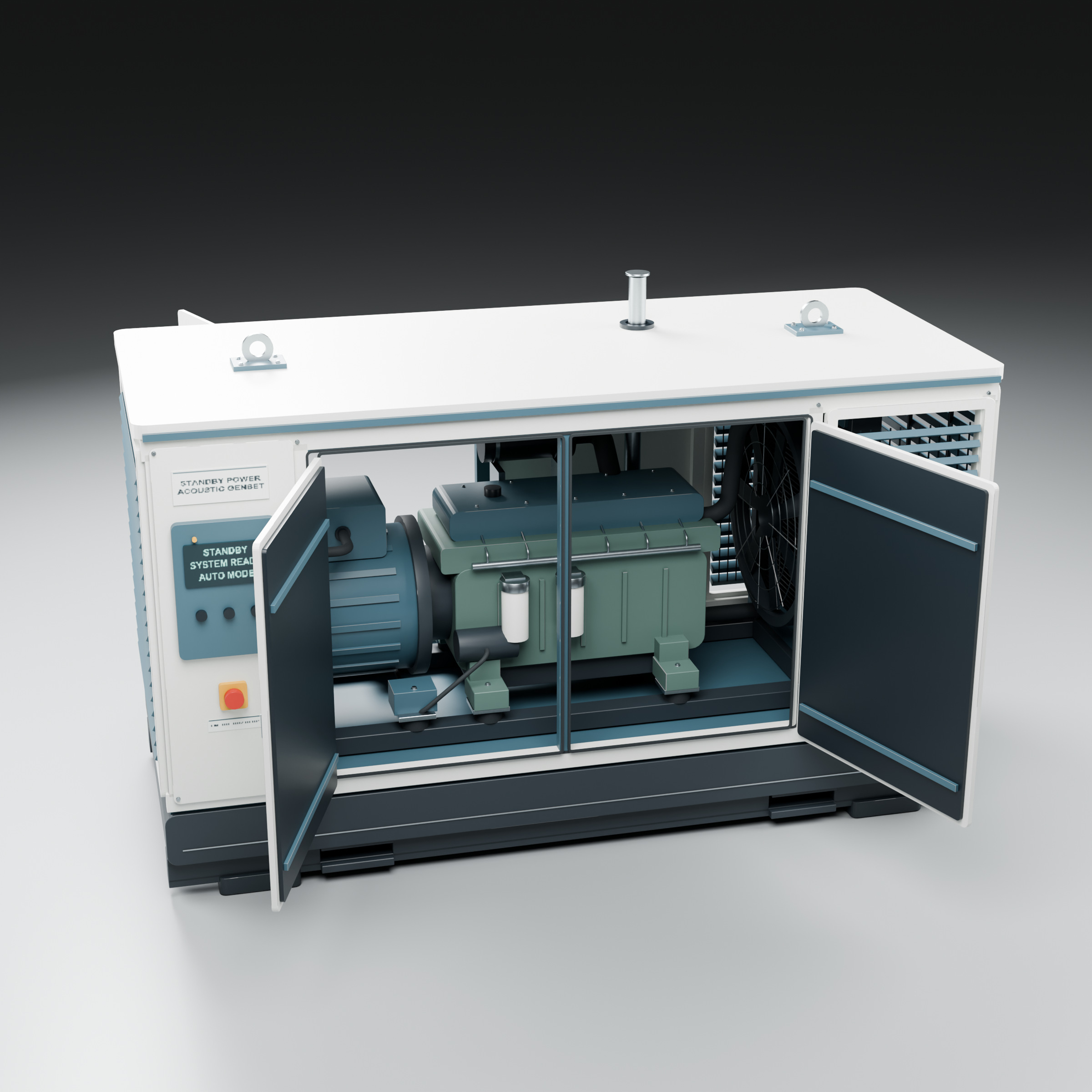 Standby Diesel Generator - PBR Animated Doors 3D Model