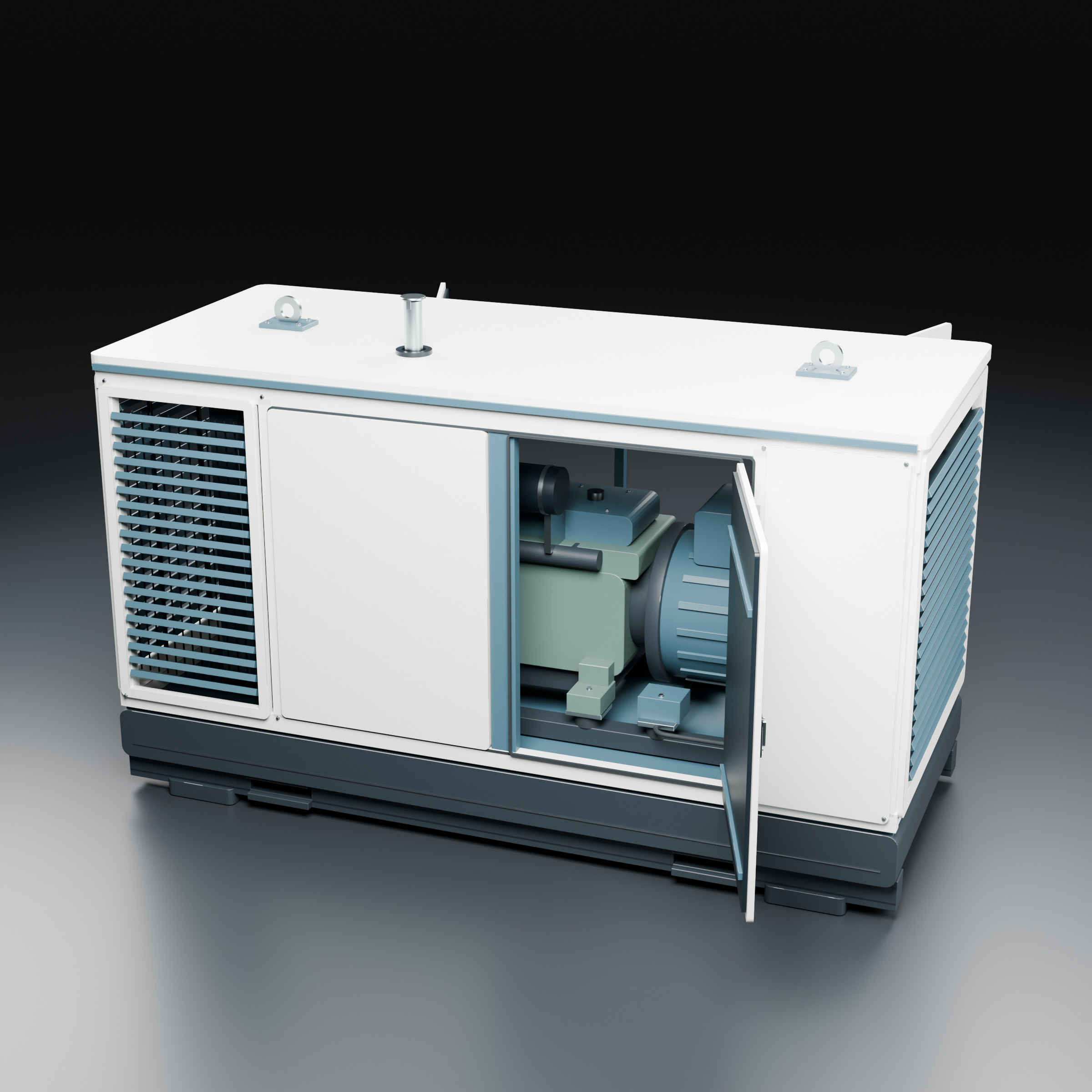 Standby Diesel Generator - PBR Animated Doors 3D Model
