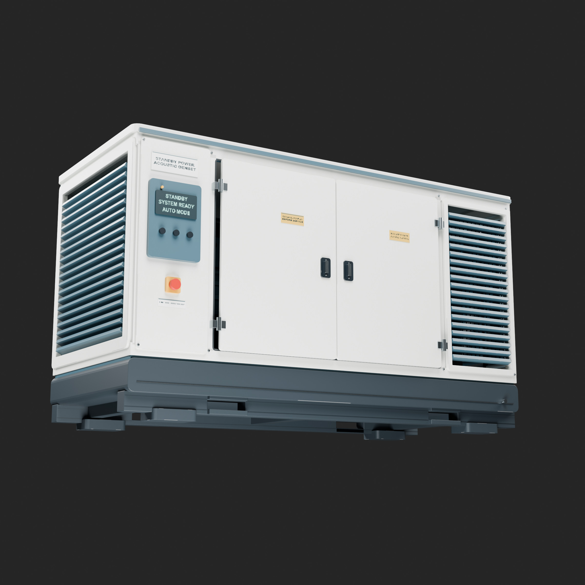 Standby Diesel Generator - PBR Animated Doors 3D Model