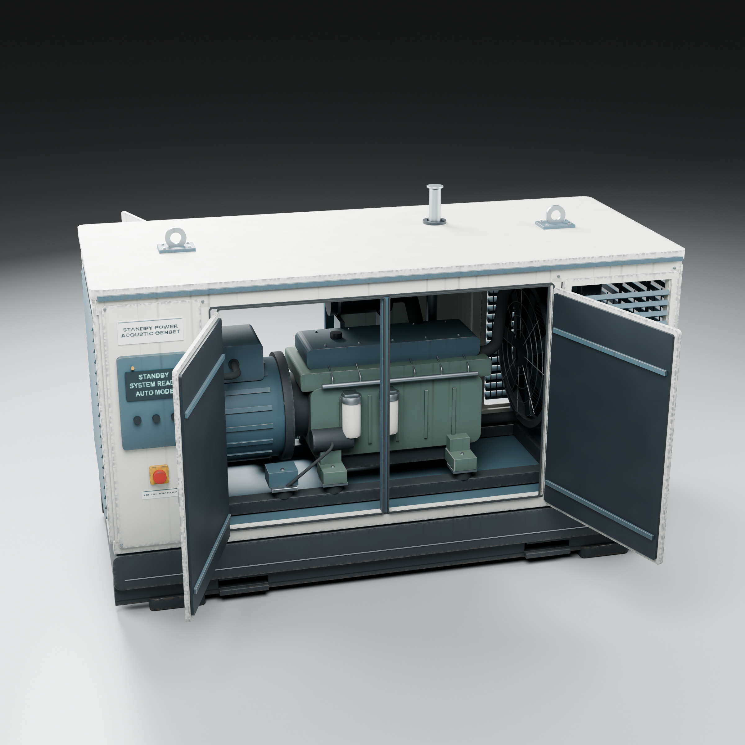 Standby Diesel Generator - PBR Animated Doors 3D Model