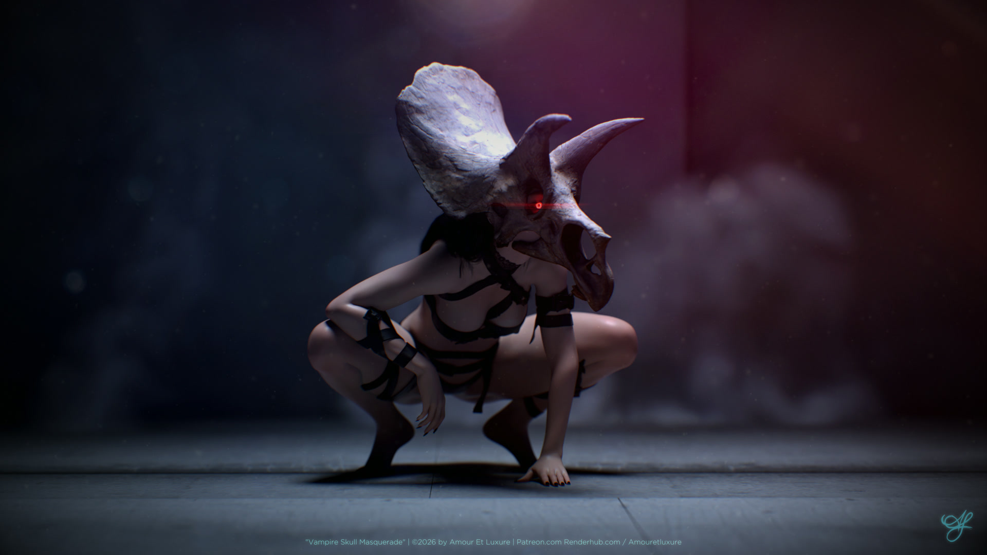 Vampire Skull Masquerade Day 22 3D Render, Digital Artwork by Amouretluxure