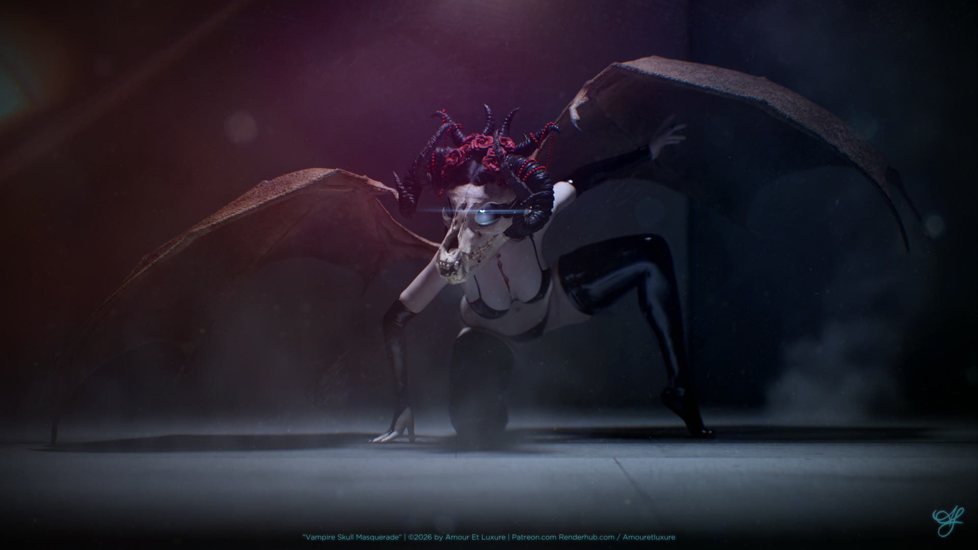 Vampire Skull Masquerade Day 25 3D Render by Amouretluxure