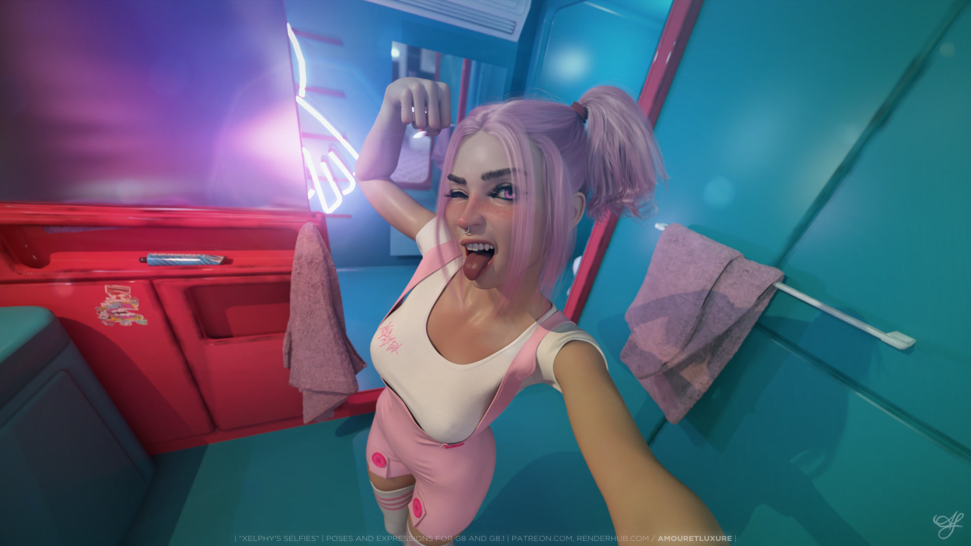 Xelphys Selfies for G8f 3D Render, Digital Artwork by Amouretluxure