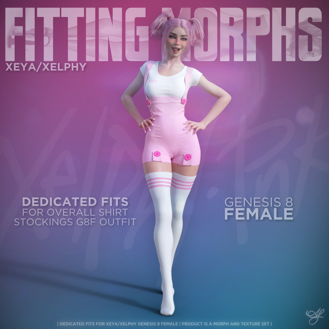 Overall Shirt Stockings G8F Fit for Xeya/Xelphy Daz Content