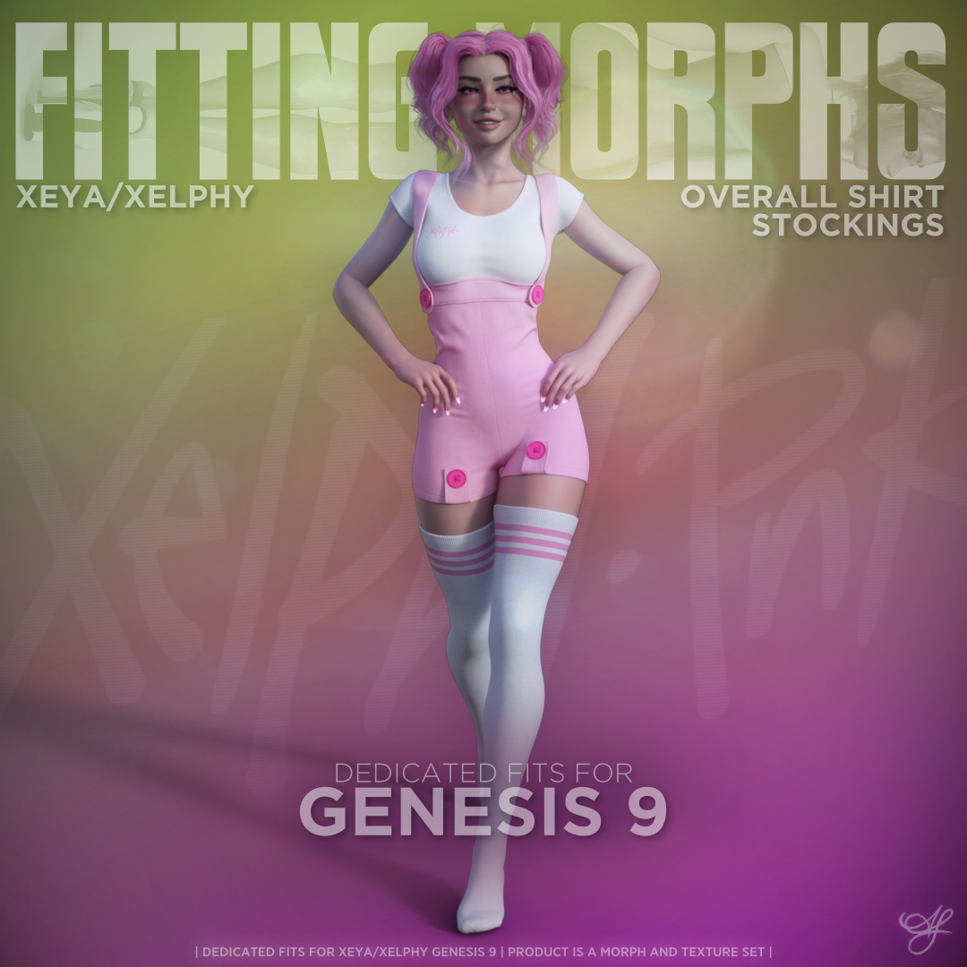 Overall Shirt Stockings G9 Fit for Xeya/Xelphy Fitting Morph Daz Content