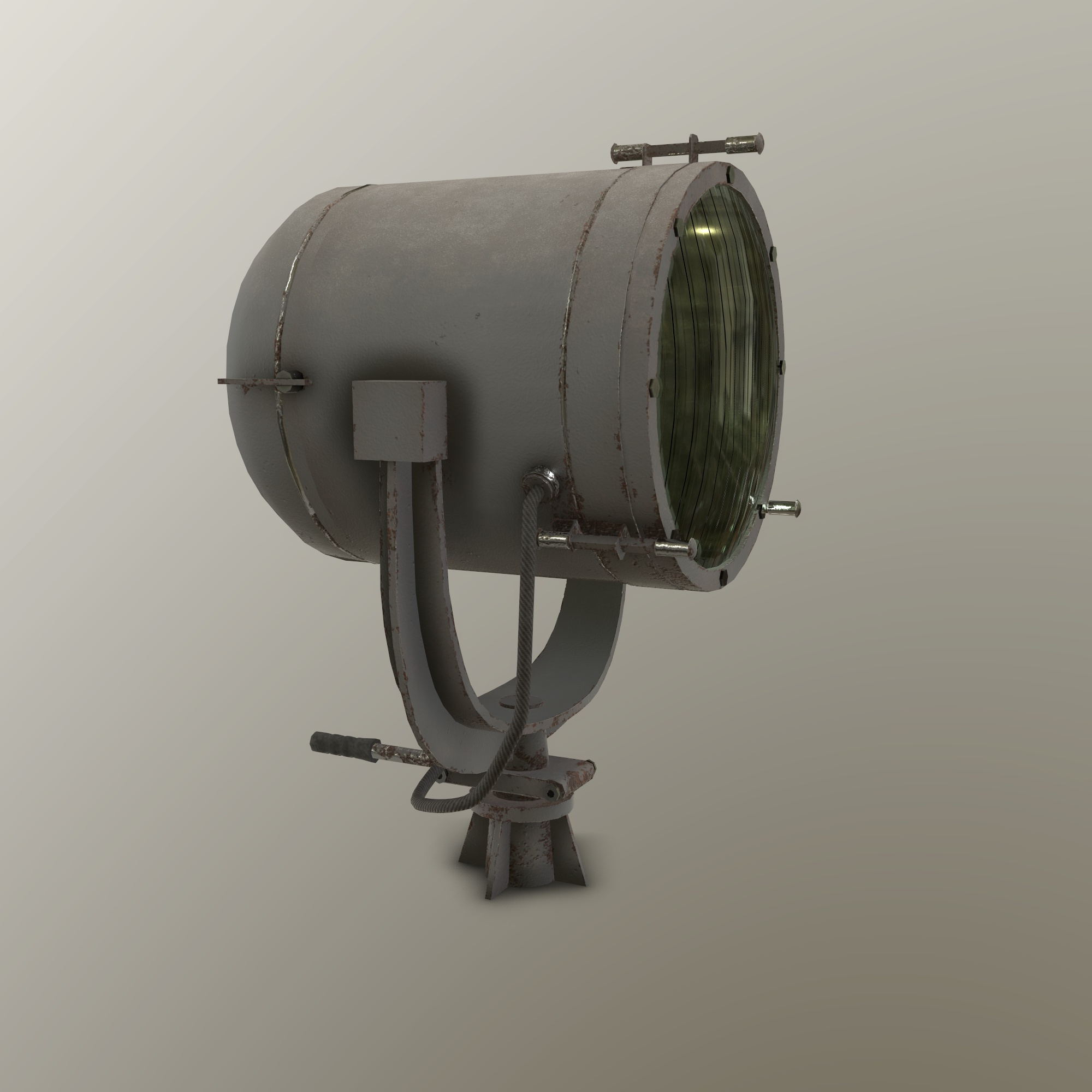 Naval Searchlight MSPT Low and High Poly 3D Model