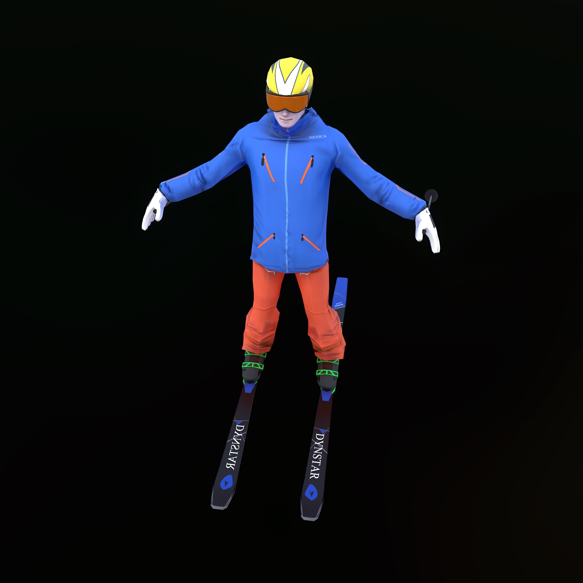 Skier Rigged 3d Character 3D Model